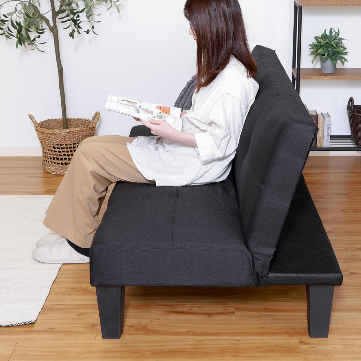 Amazon｜不二貿易 二人掛けソファベッド 2WAY 脚付き 幅170×奥行