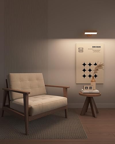 Miniatura 7 de YiLaie Apliques de Pared que Funcionan con Batería Juego de Dos, Lámparas de Pared Recargables para Dormitorio, Luces de Pared Inalámbricas