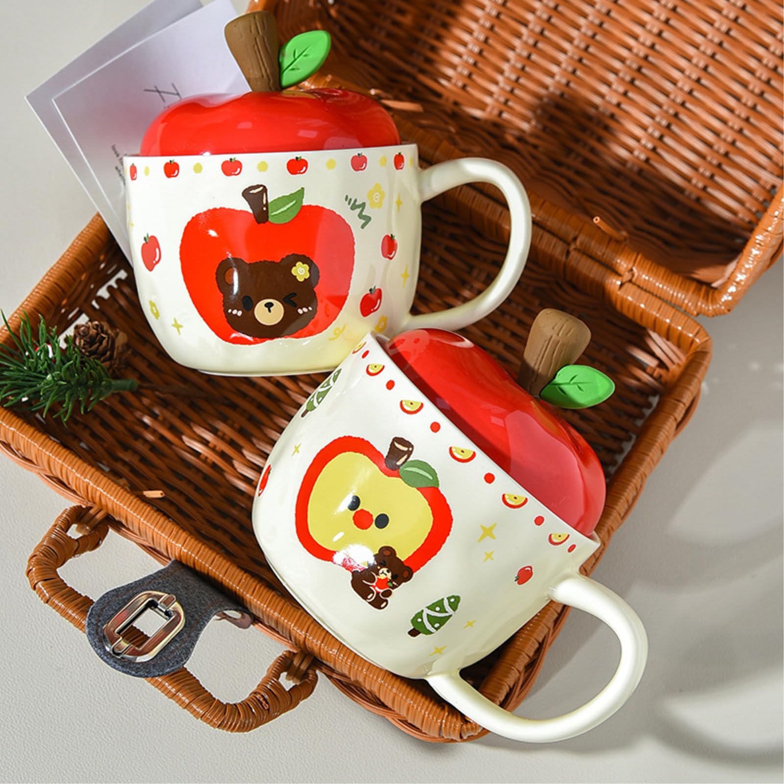 Taza de Navidad de 420 ml con tapa, 420 ml