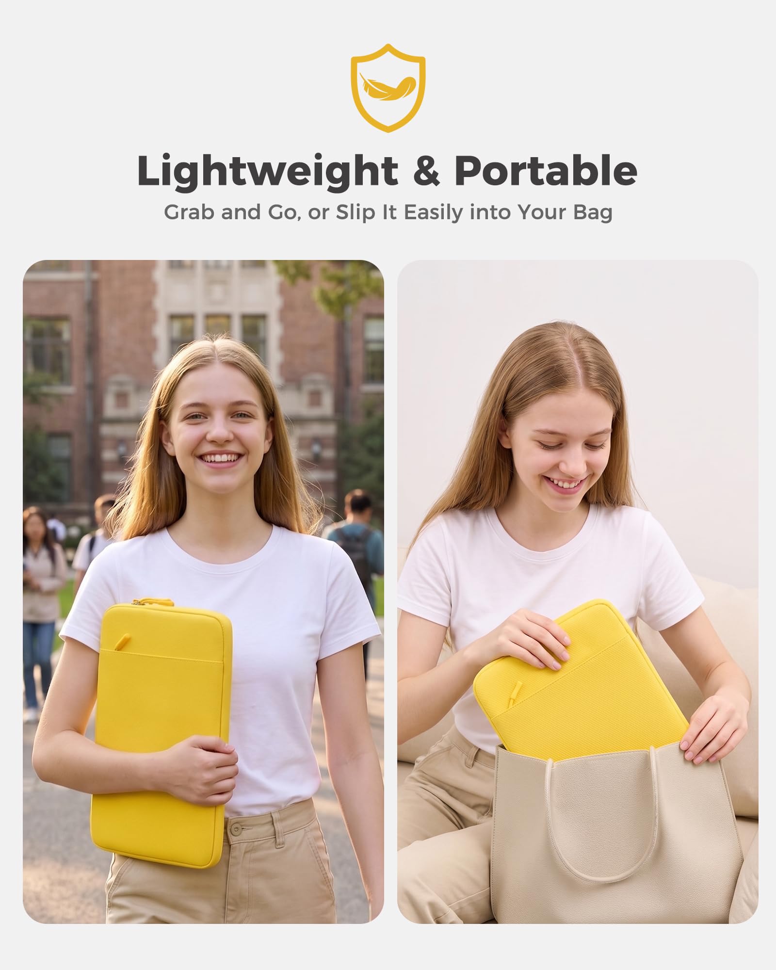ProCase Housse MacBook Neo 13" 2026 A3404 Pochette Ordinateur Fine Légère Imperméable Jaune agrume