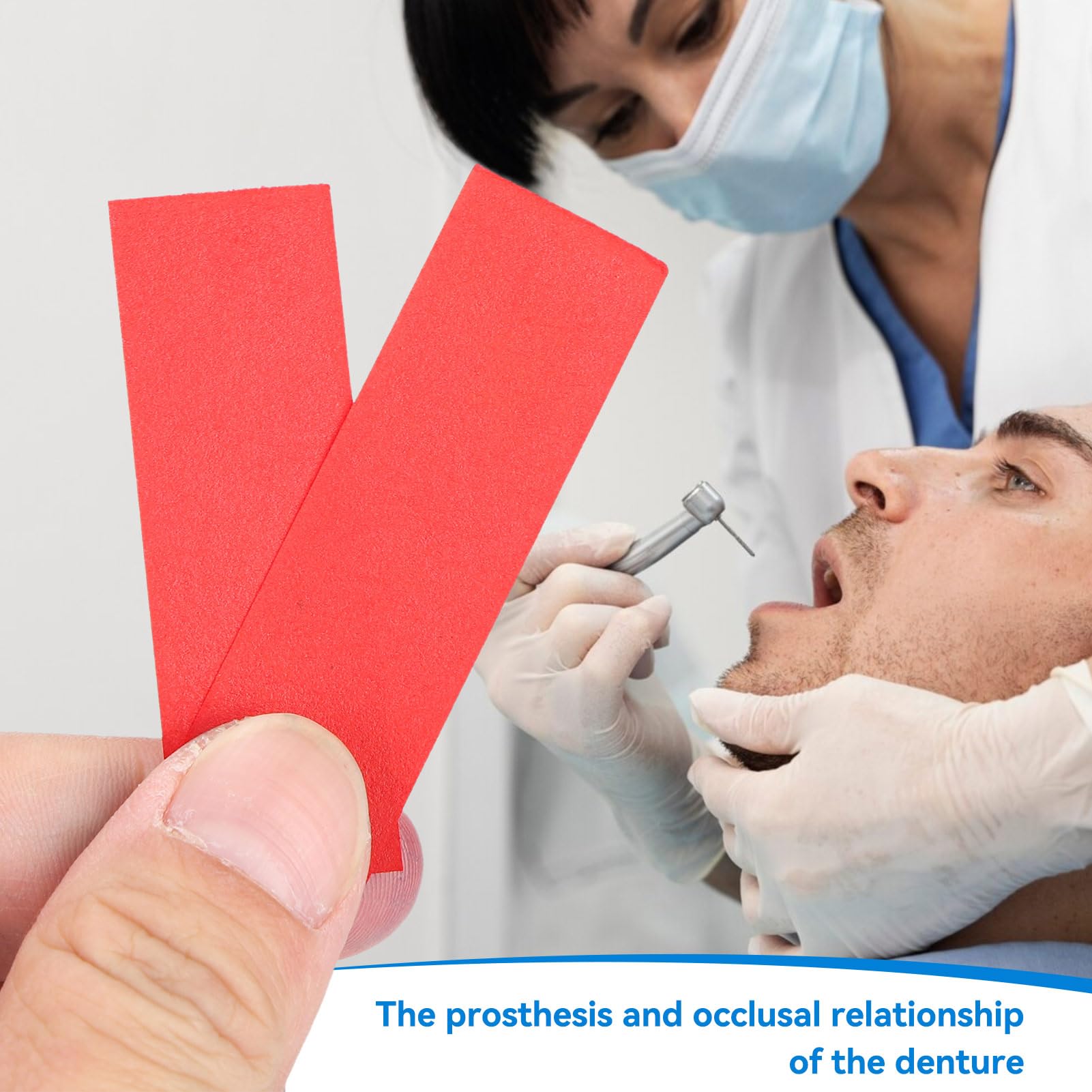 Papel de articulación dental 300 piezas con dispensador de plástico rojo