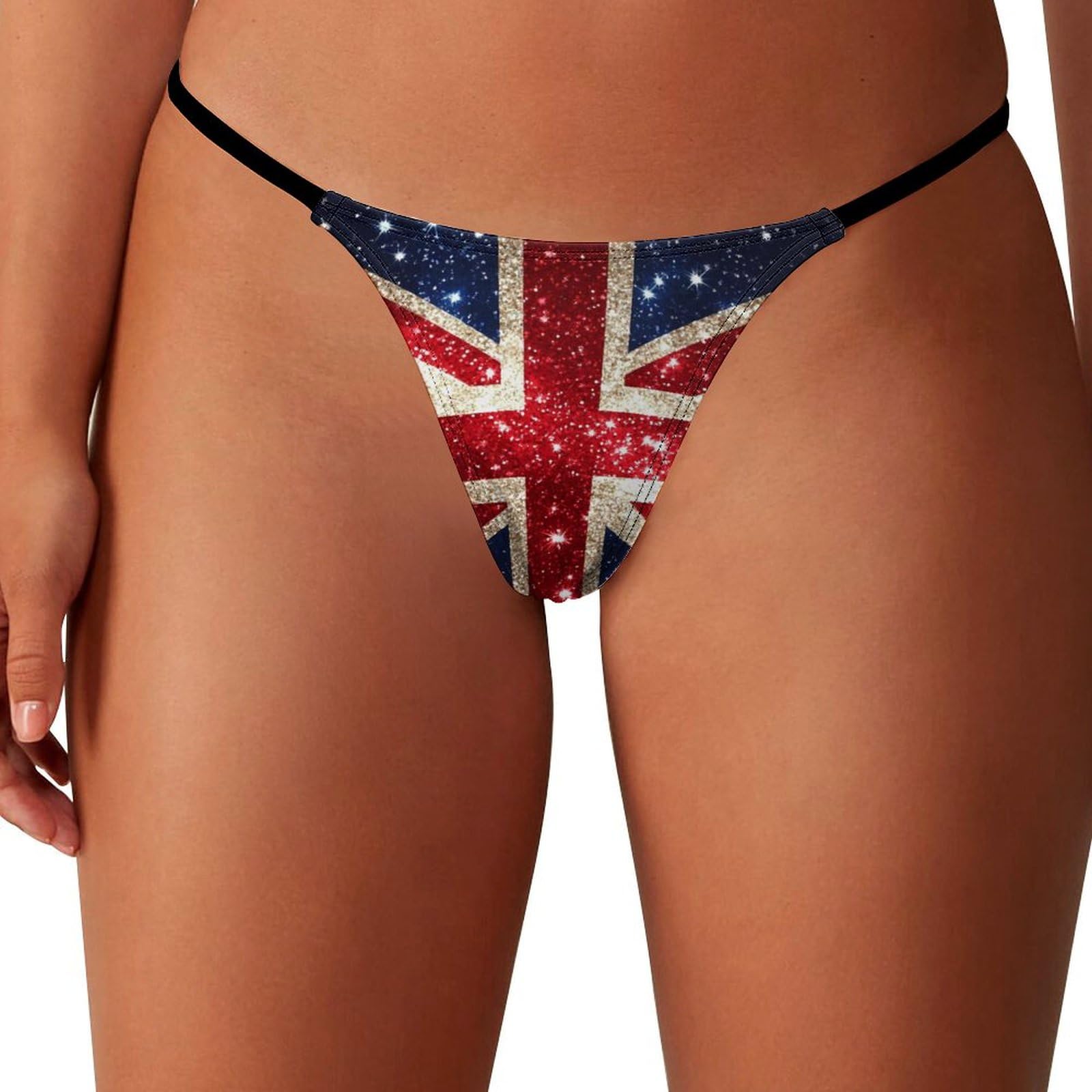 Oudrspo Women's As Pic England Shining Uk Flag Print G-String Thongs Seamless Underwear No Show Panties