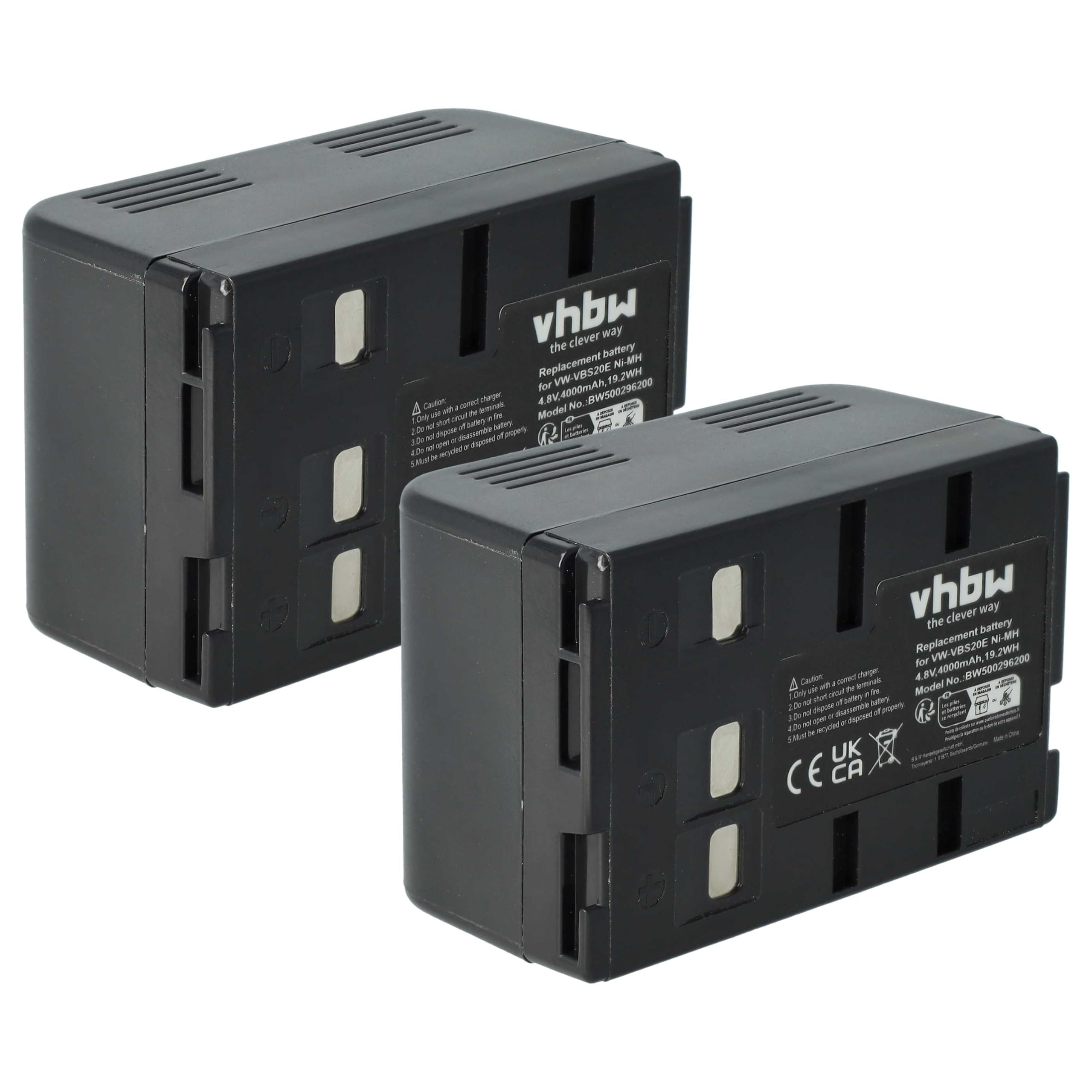 vhbw 2x batteria sostituisce Panasonic HHR | V211, VW-VBH10E, HHR-V212, P-V212, PV211 per videocamera camcorder (4000mAh, 4,8V, NiMH)