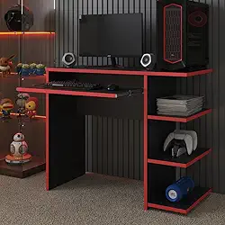Mesa Escrivaninha Para Computador Escritório Pc Gamer RTX (Preto/VErmelho)