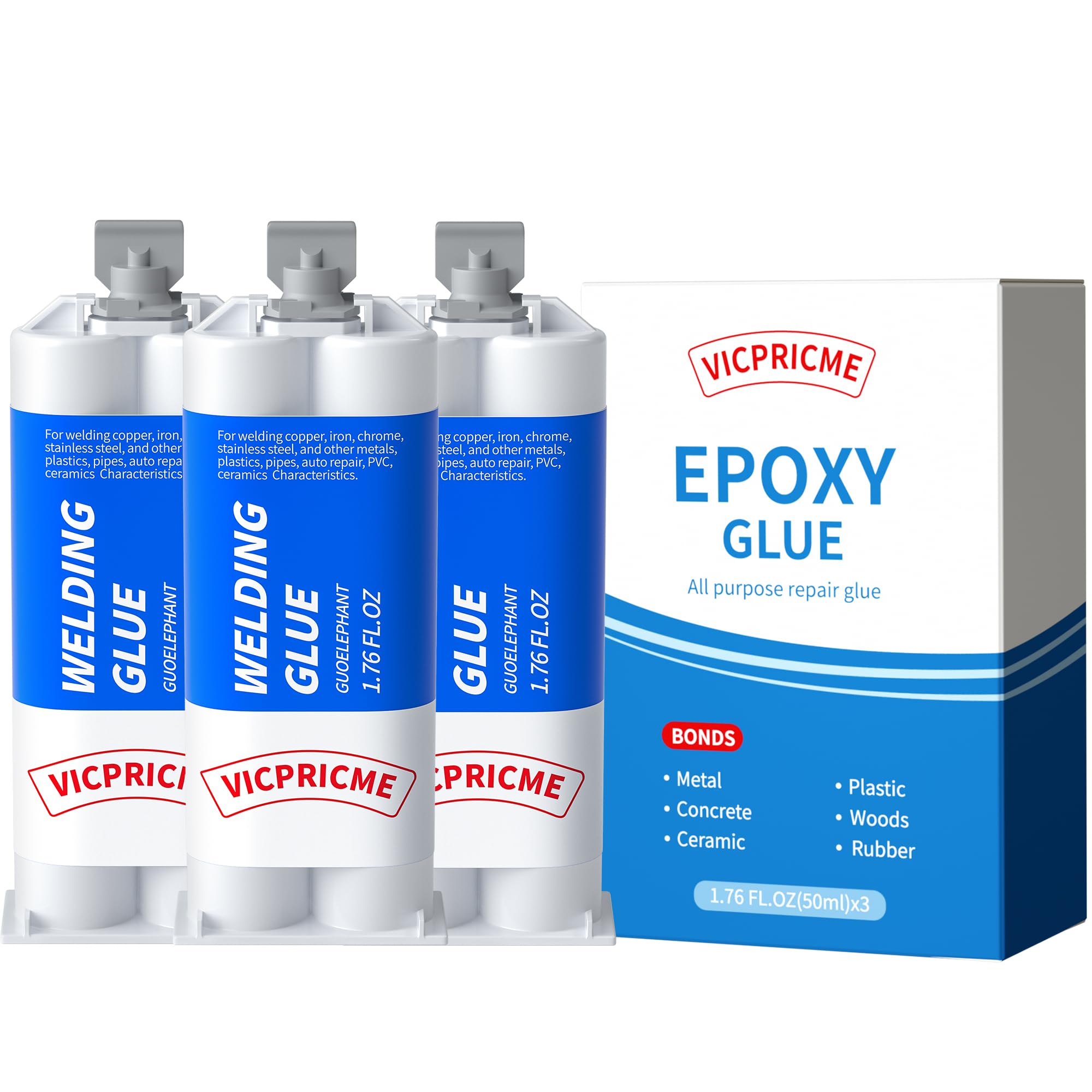 Metal Repair Glue, 2 Part Liquid Metal Welding Epoxy Glue Heavy Duty, Liquid Metal Filler, Strongest Glue for Metal to Metal, Metal to Plastic Ceramics Stone Wood Body Filler (3)