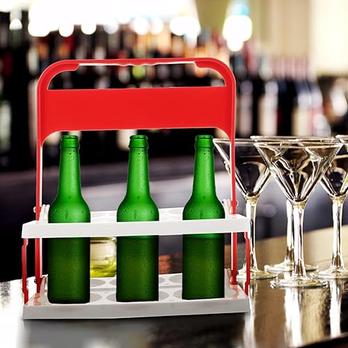 Miniatura 4 de Luxshiny Portador de botellas de cerveza de plástico Soporte plegable para bebidas Estante de botellas de vino Cesta de almacenamiento de cerveza
