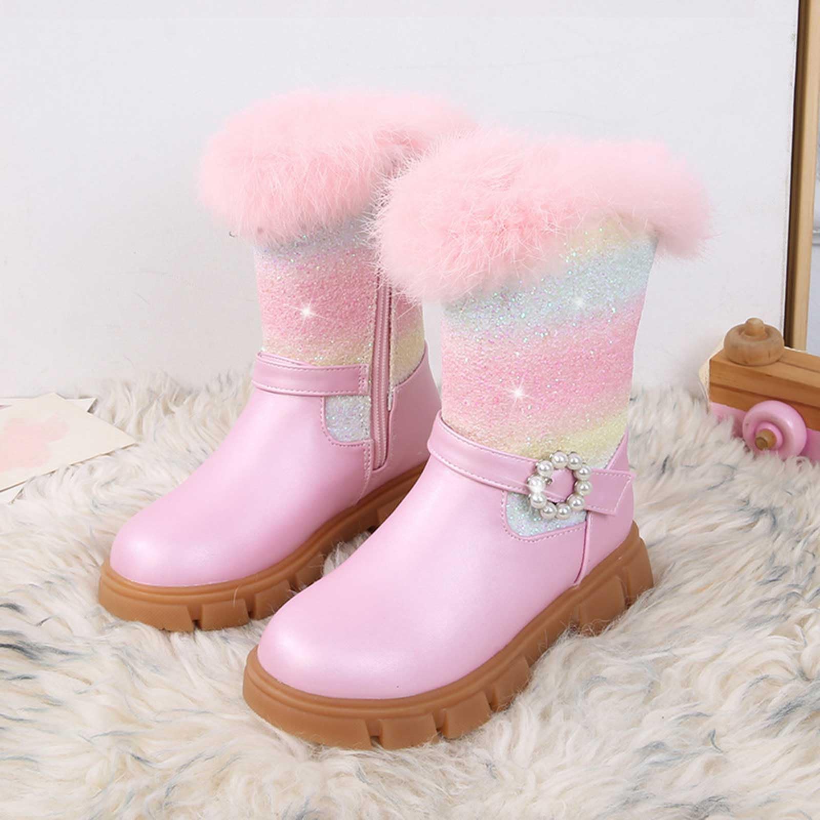 Winter Stiefel mit Regenbogen Fleece Warme Hohe Boots Niedliche Outwear