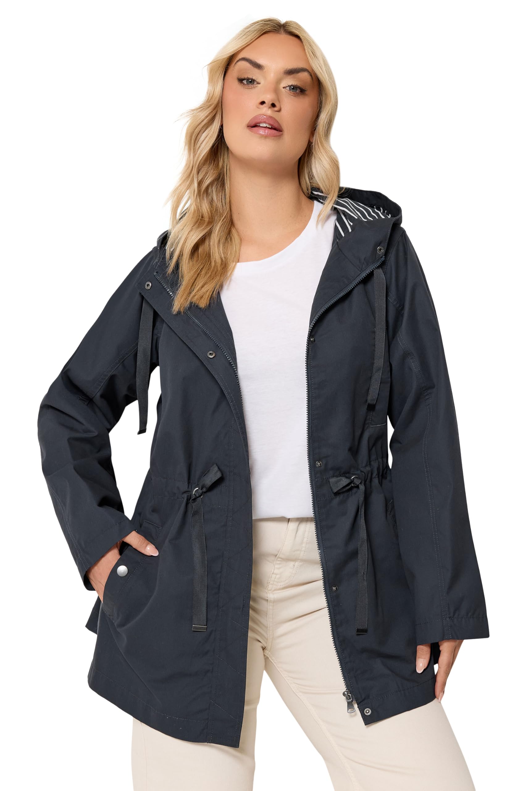 Yours Women's Lined Hooded Jacket in Dark Navy | Size: 22-24