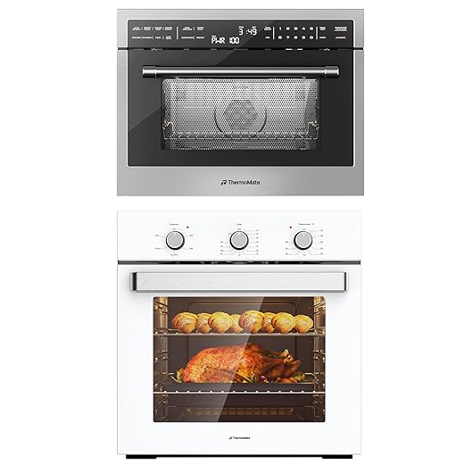 ThermoMate 2.8 Cu.ft. Electric Wall Oven with 5 Cooking Functions+24 Inch Built-in Microwave and Convection Oven Combination