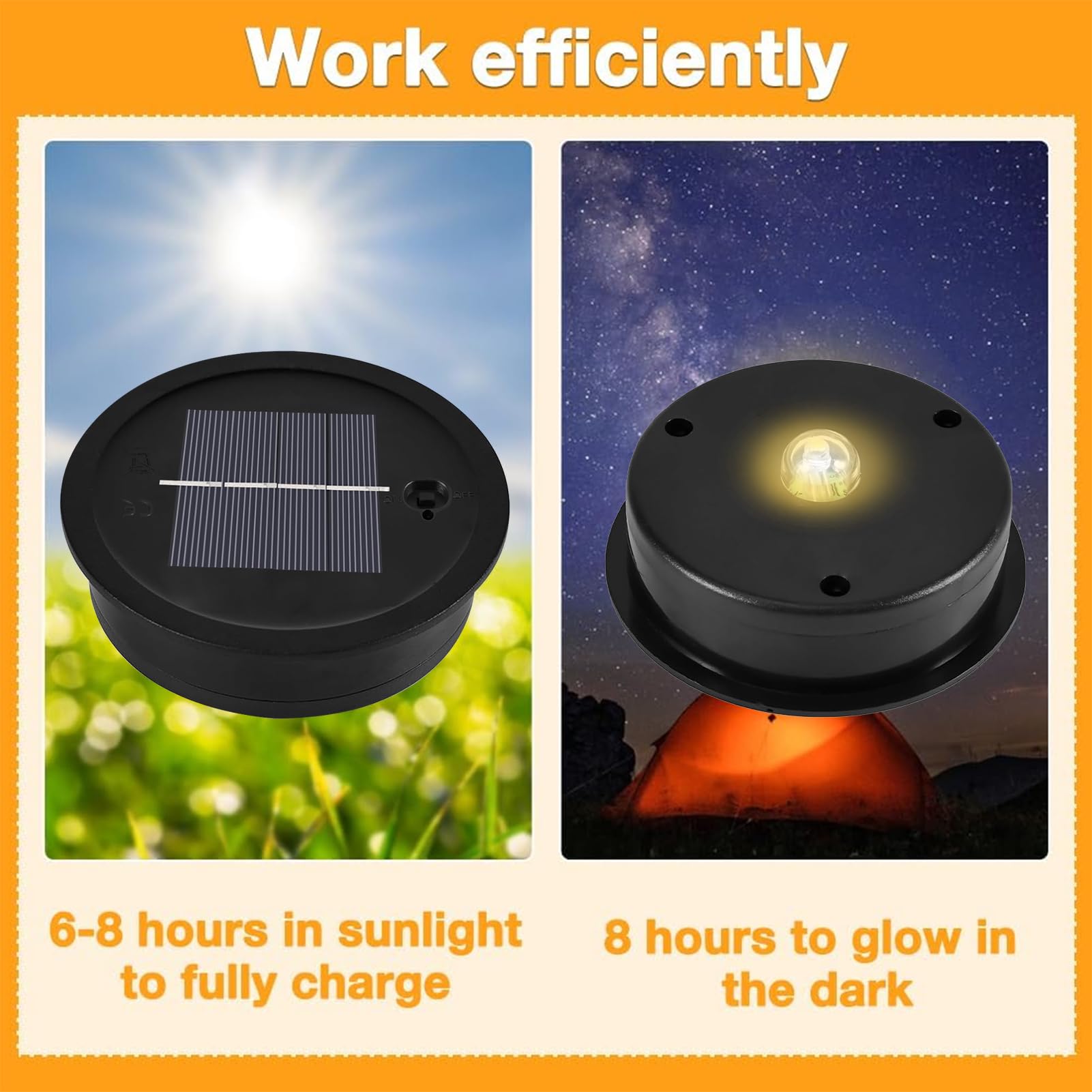 Tulov Pack of 4 Warm White LED Solar Lights for Garden Decoration (Outer Diameter 8.2 cm, Inner Diameter 7.3 cm) - Image 3