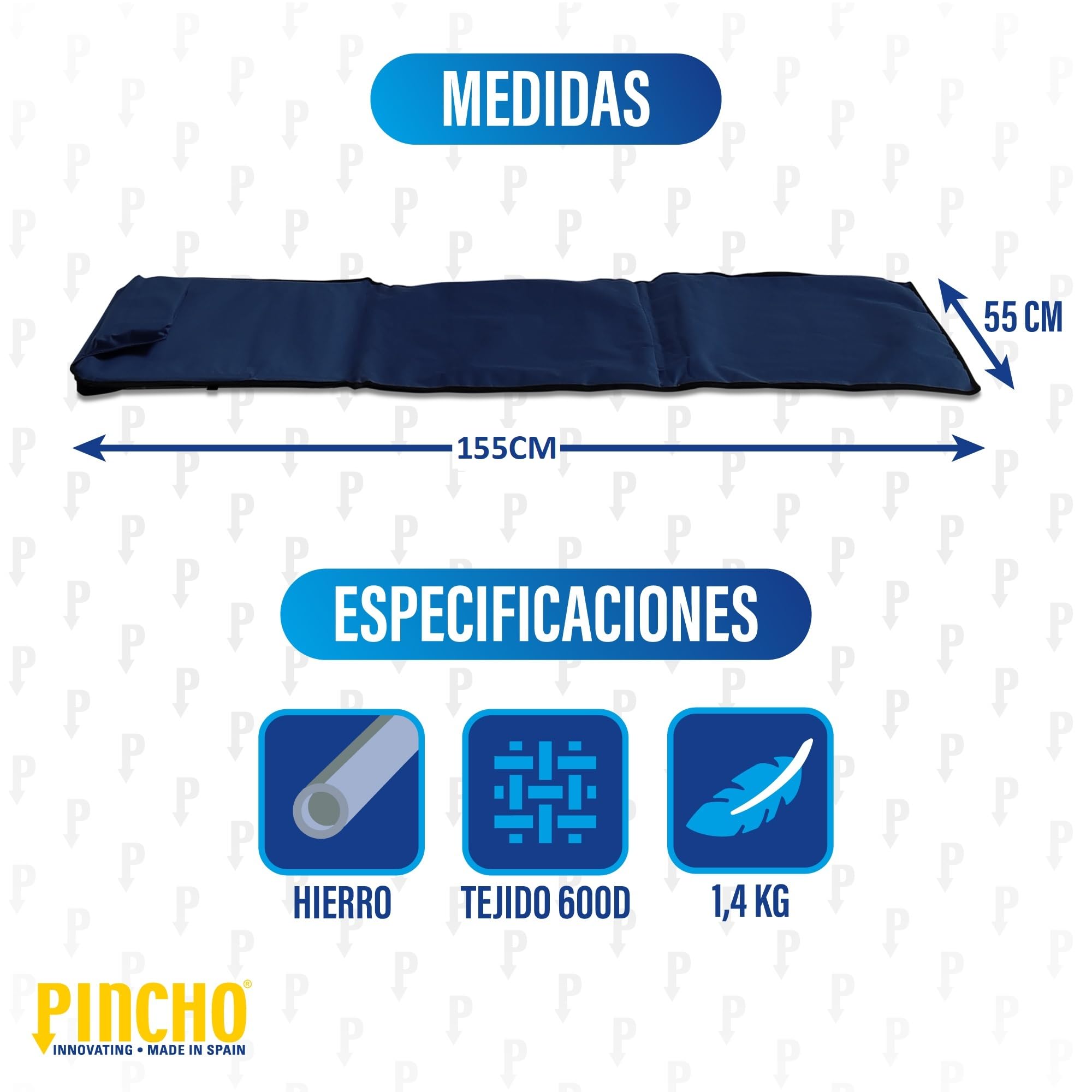 Pincho Esterilla de Playa Plegable con Respaldo Ajustable – Tumbona Portátil Ligera para Camping, Jardín y Piscina – Alfombra de Playa con Respaldo Ergonómico y Fácil Transporte (Marino)