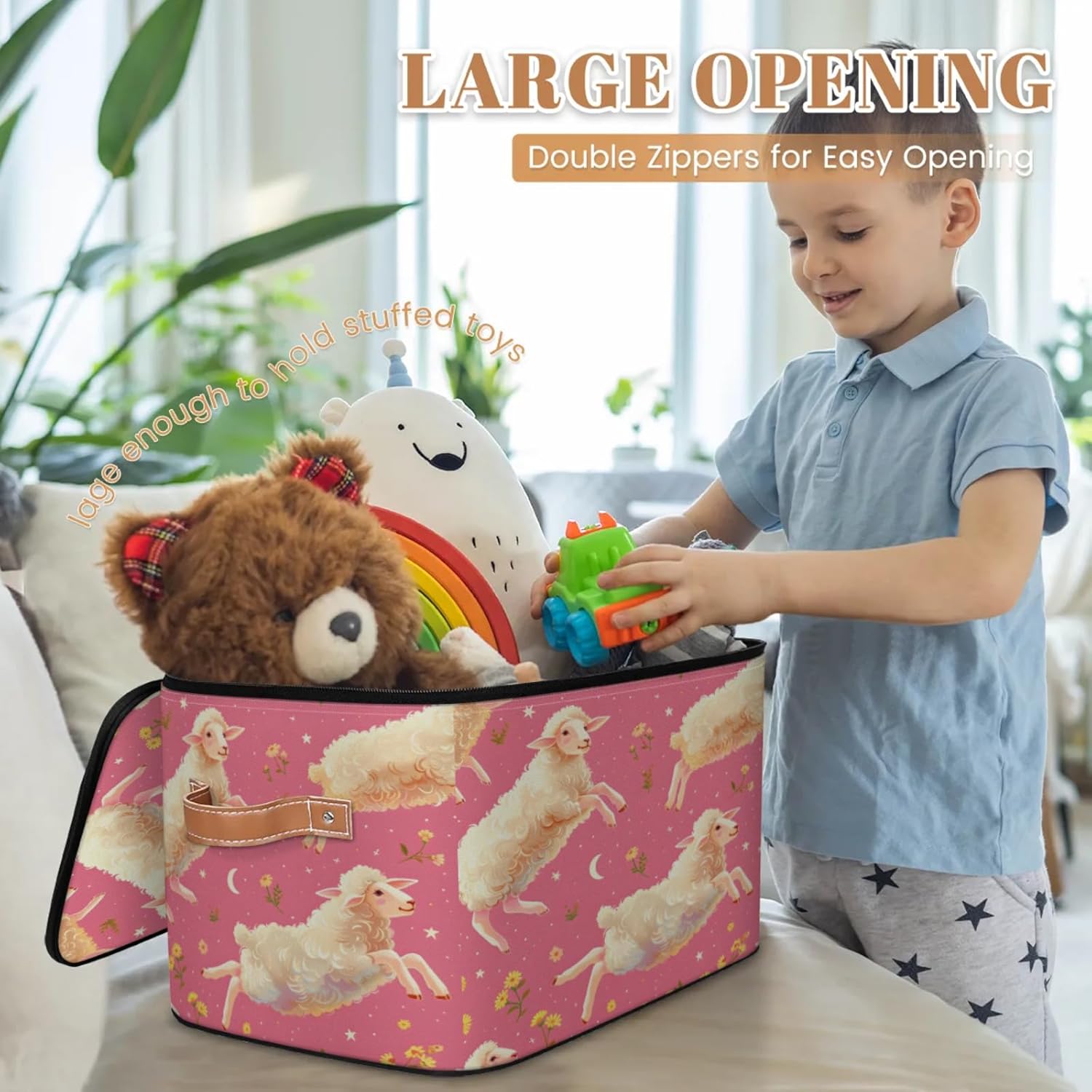 2-Pack Storage bins with lids - 26 quart organizer bins - Collapsible fabric storage bins with sturdy handles and double zipper tops - Versatile for home, toys, dorm rooms