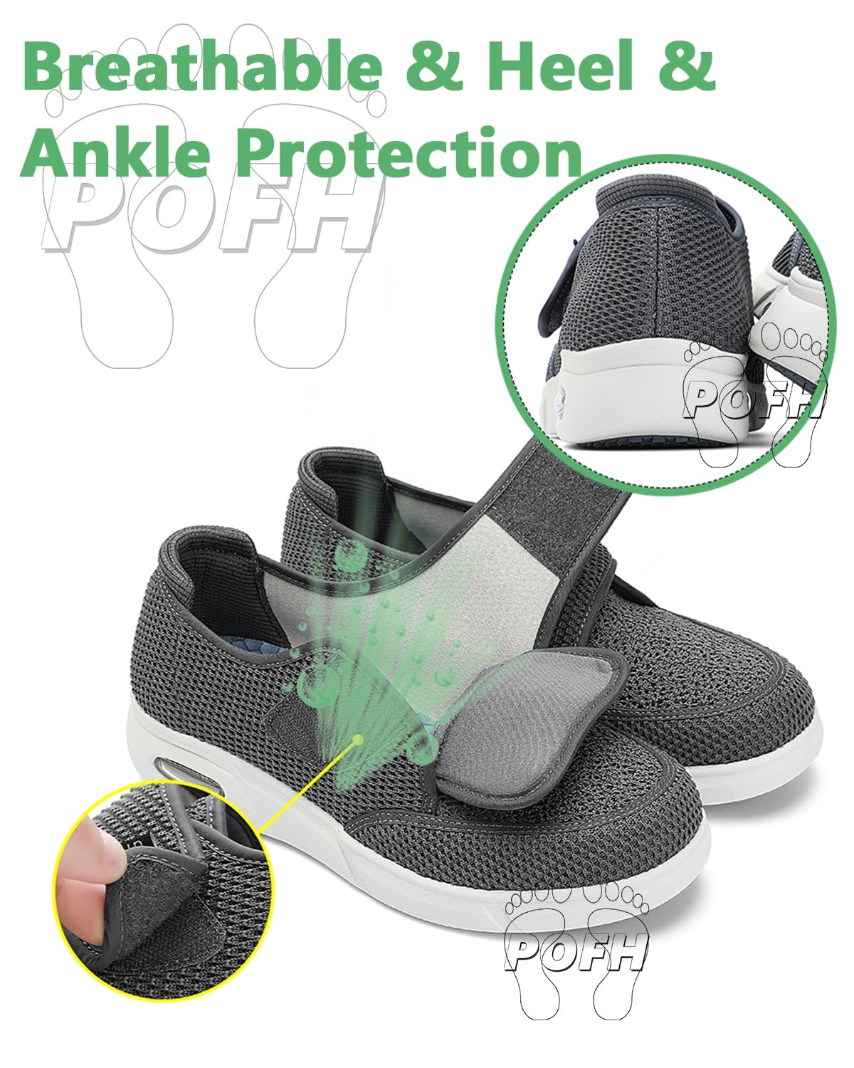 Zapatos para Diabéticos, Pies Hinchados y Obesos Ortopédicos Respirable para Ancianos Hombres Mujeres Preventivos de Salud Extra Anchos Especiales Juanetes Zapatillas Pie Ancho