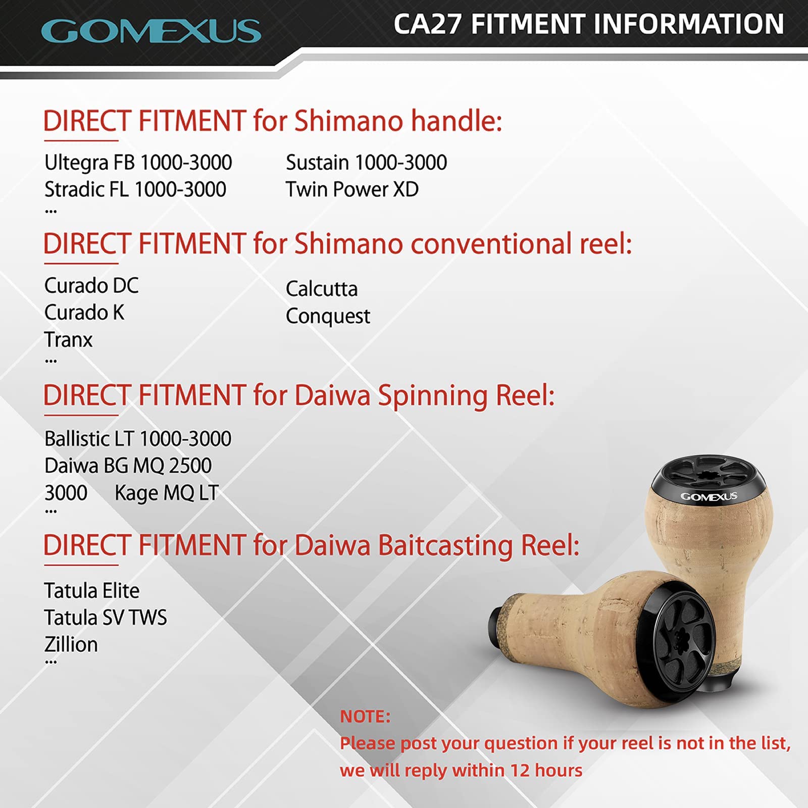 GOMEXUS Manopola In Sughero 27mm Per Mulinello Shimano E Daiwa - Ricambio Ergonomico Con Cuscinetti NMB