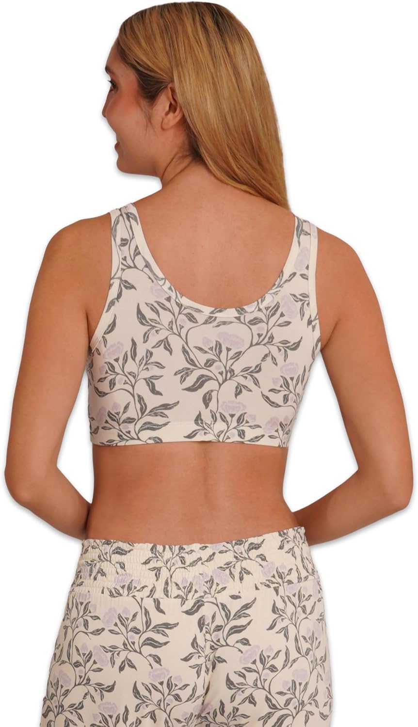 Everly Grey Paisley 3 Pack Maternity and Nursing Sleep Bras (Small, Poppy/Lavender/Black)