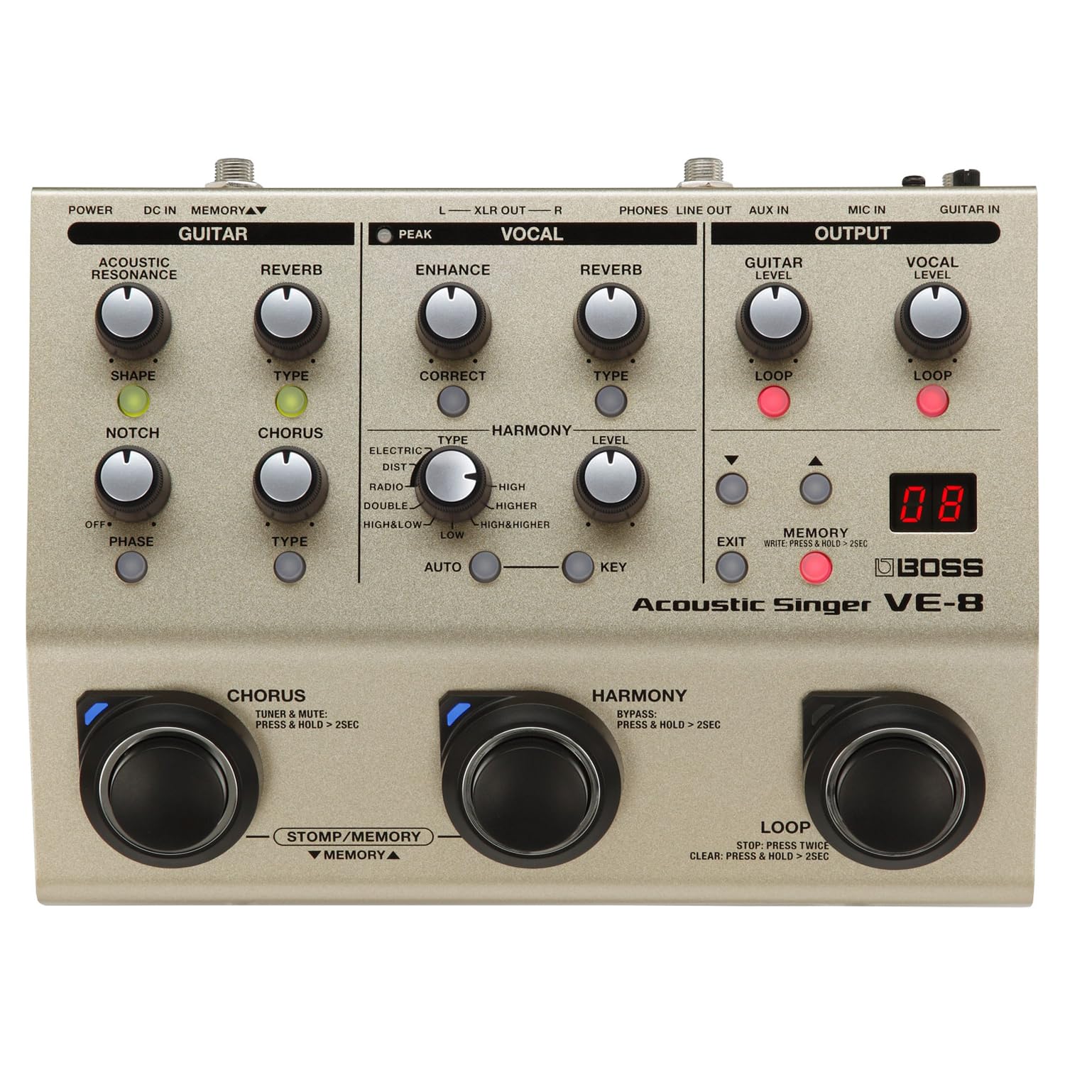 Boss VE-8 Acoustic-Singer Effektgerät für Gesang und Gitarre mit keepdrum XLR-Kabel