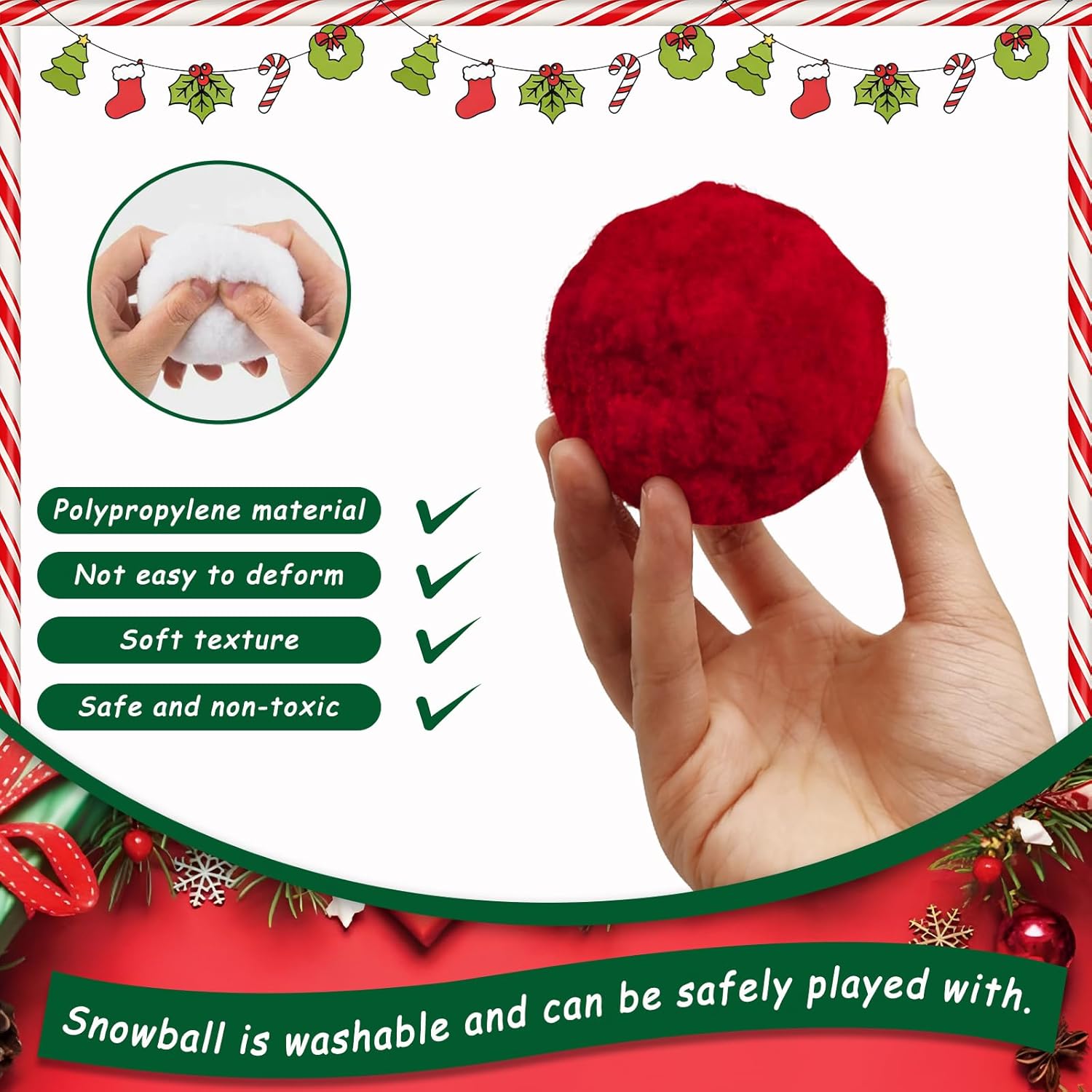 Christmas Granny Pants Outdoor Game Set，Santa Pants Snowball Fight Red with 10 Plush Balls，Fun Family Reunion & Adult Yard Games for Groups Beach and Backyard Games