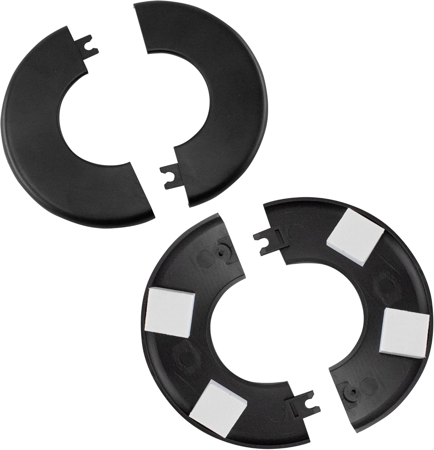 Wall Split Flange 51mm/2"Diameter, ABS Round Self-Adhesive Escutcheon Plate, Wall Hole Decoration Cover, Water Pipe Plate Cover, Black, 2PCS