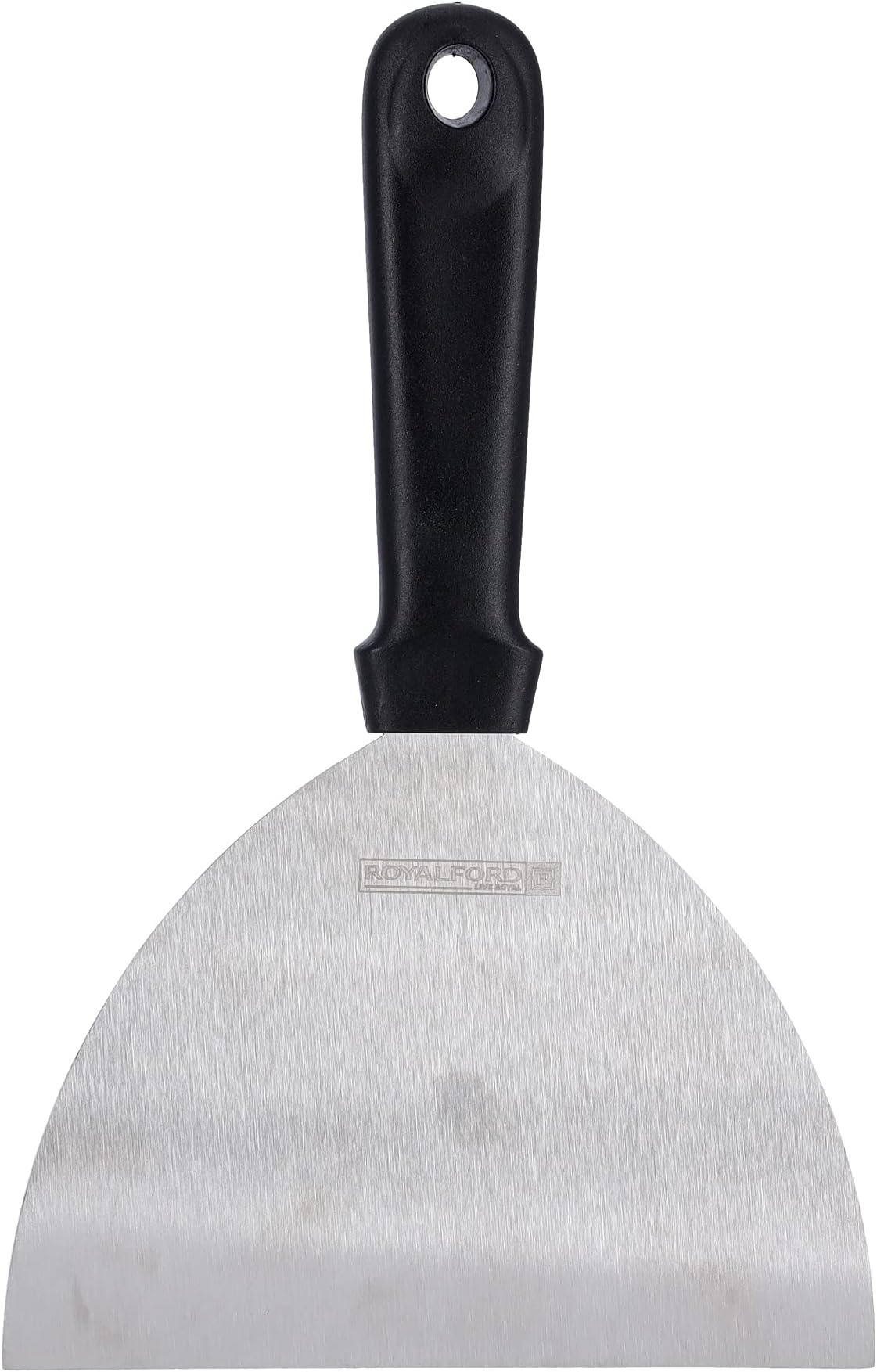 Rf9872 Stainless Steel Scraper - Portable Ergonomic Long Handle Multi-Purpose Slanted Blade Cutter | Bench Food Dishwasher Safe Ideal Slice, Chop, Mince, & Scoop