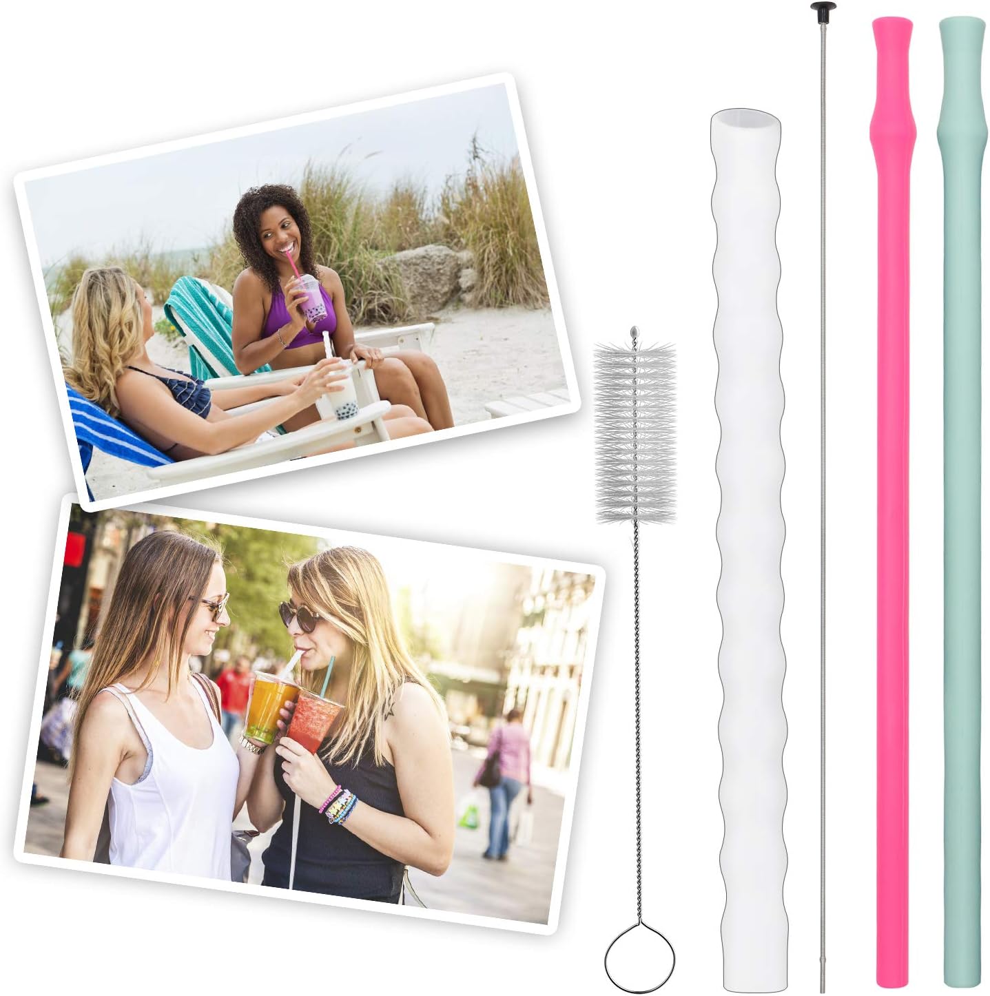 Boba straws,Bubba Straws,Reusable Boba Tea Bubble Tea Straws,Collapsible Bubble Straws Recycle,Silicone Straws for Drinking and Milkshake