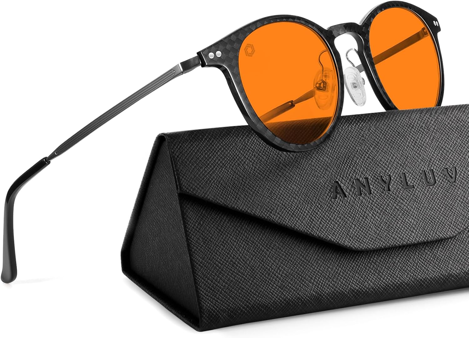 ANYLUV Blue Light Glasses Men, Stylish Square Carbon Fiber Eyewear, Anti Eyestrain, Lightweight Mens Computer Gaming Glasses