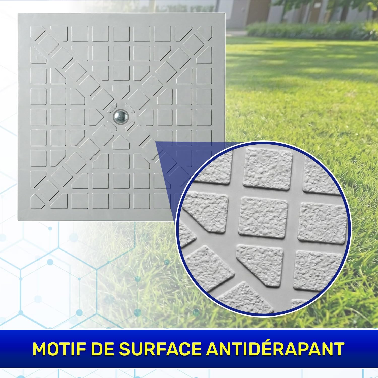 Couvercle de Regard Carré 30 x 30 cm en Plastique - Couvercle Regard Couleur Grise Antidérapant - Garantie de 10 Ans - MONTERAL