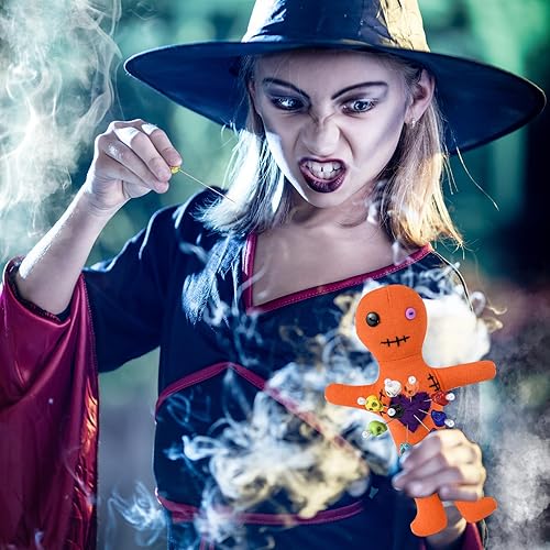 Miniatura 4 de Waybas Kit de 10 muñecas de vudú, muñecas de vudú reales con 9 pines de calavera, espeluznante fantasma, hechizos de venganza, muñeca vudú, muñeca