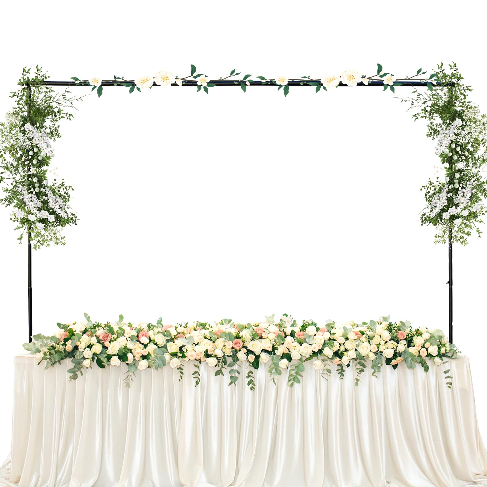 Support de table réglable avec pinces de 110 cm-270 cm de longueur, Tige Décorative de Table, arche de table à fleurs décorée pour mariage pour Noël, Mariage Décoration de Fête table Décoratio, Noir