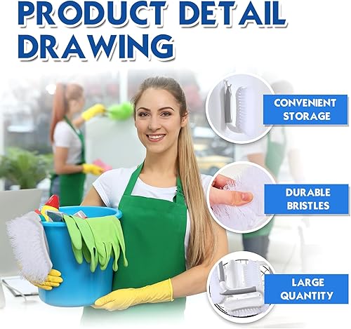 Miniatura 10 de 12 piezas de cepillo de fregado cómodo de agarrar para limpiar la ducha, cepillos de alta resistencia a granel con cerdas rígidas flexibles cepillo