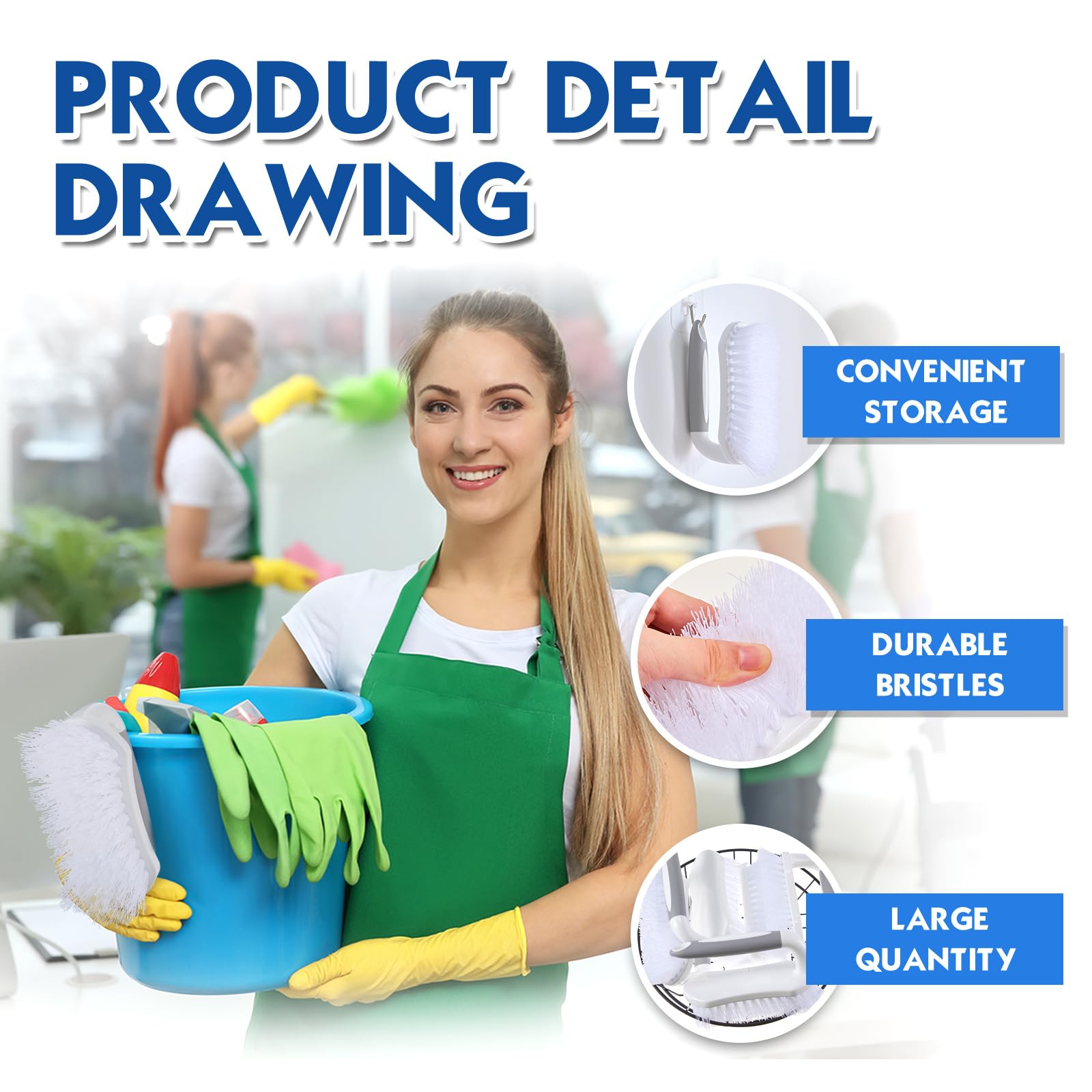 Lallisa 24 cepillos de fregado cómodos de agarrar para limpiar la ducha, cepillos resistentes a granel con cerdas rígidas flexibles para ducha, alfombras, azulejos de cocina (gris)