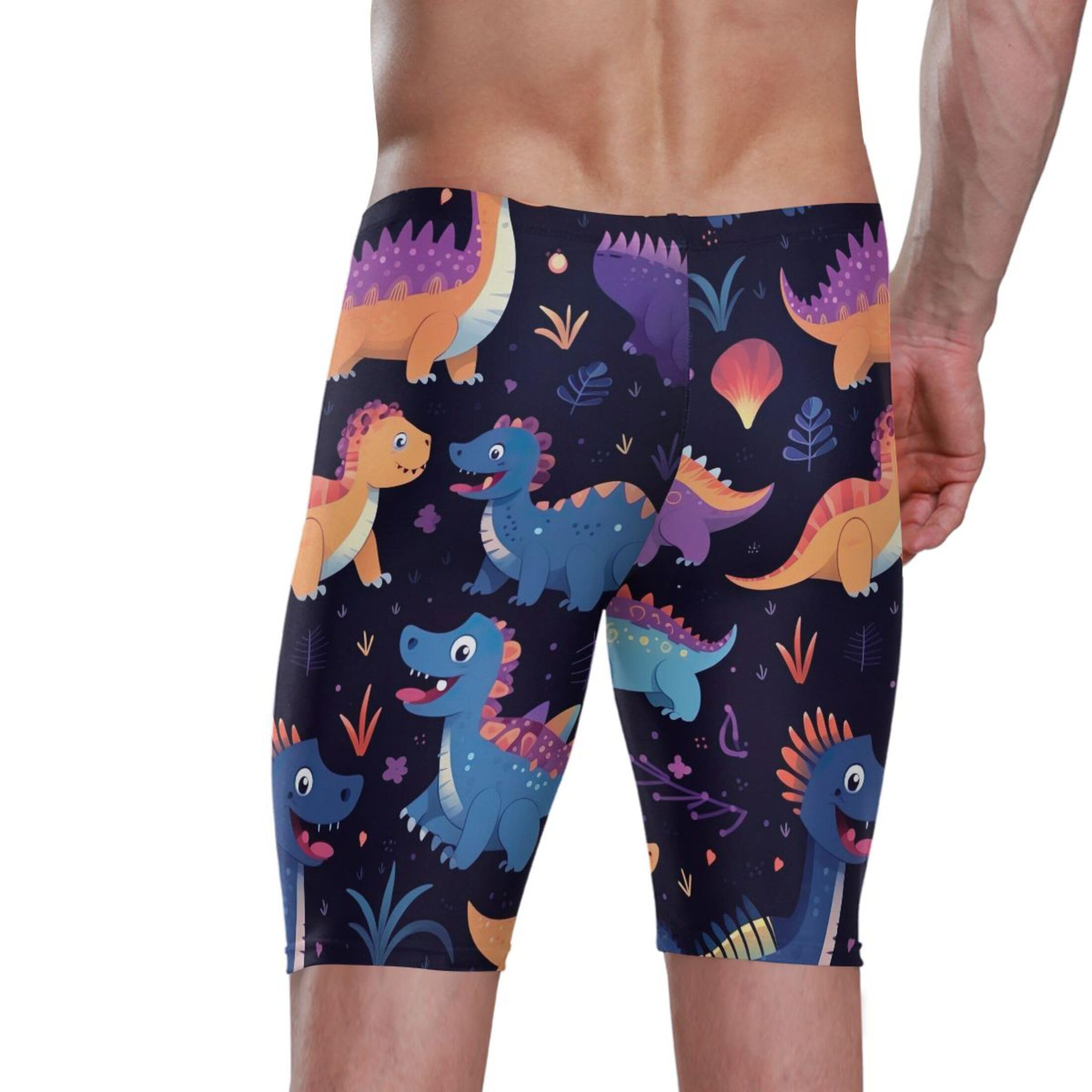 UMIRIKO Cute Dinosaur Dino Men's Swim Jammers Racing & Training Swimsuit Fast, Flexible,Comfortable XXXL B0401297, 3X-Large