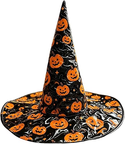 Halloween Witch Hat for Womens Classic Pointed Wizard Hats Cosplay Party
