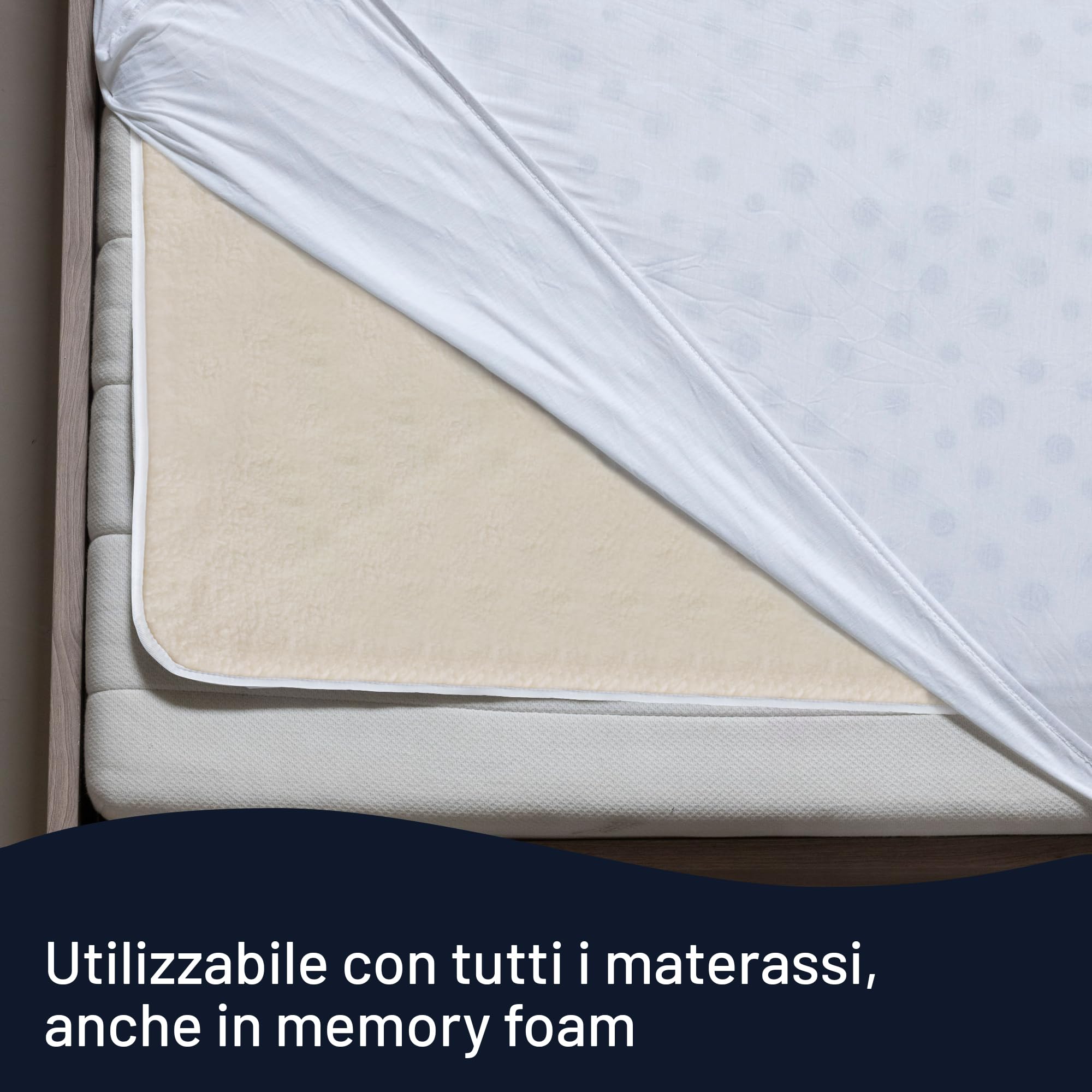 Imetec Adapto Scaldasonno Matrimoniale 150x160 - Scaldaletto Elettrico 100% Lana Merino, Basso Consumo, 2 zone di riscaldamento separate, Timer Autospegnimento, Massima Sicurezza, Made in Italy