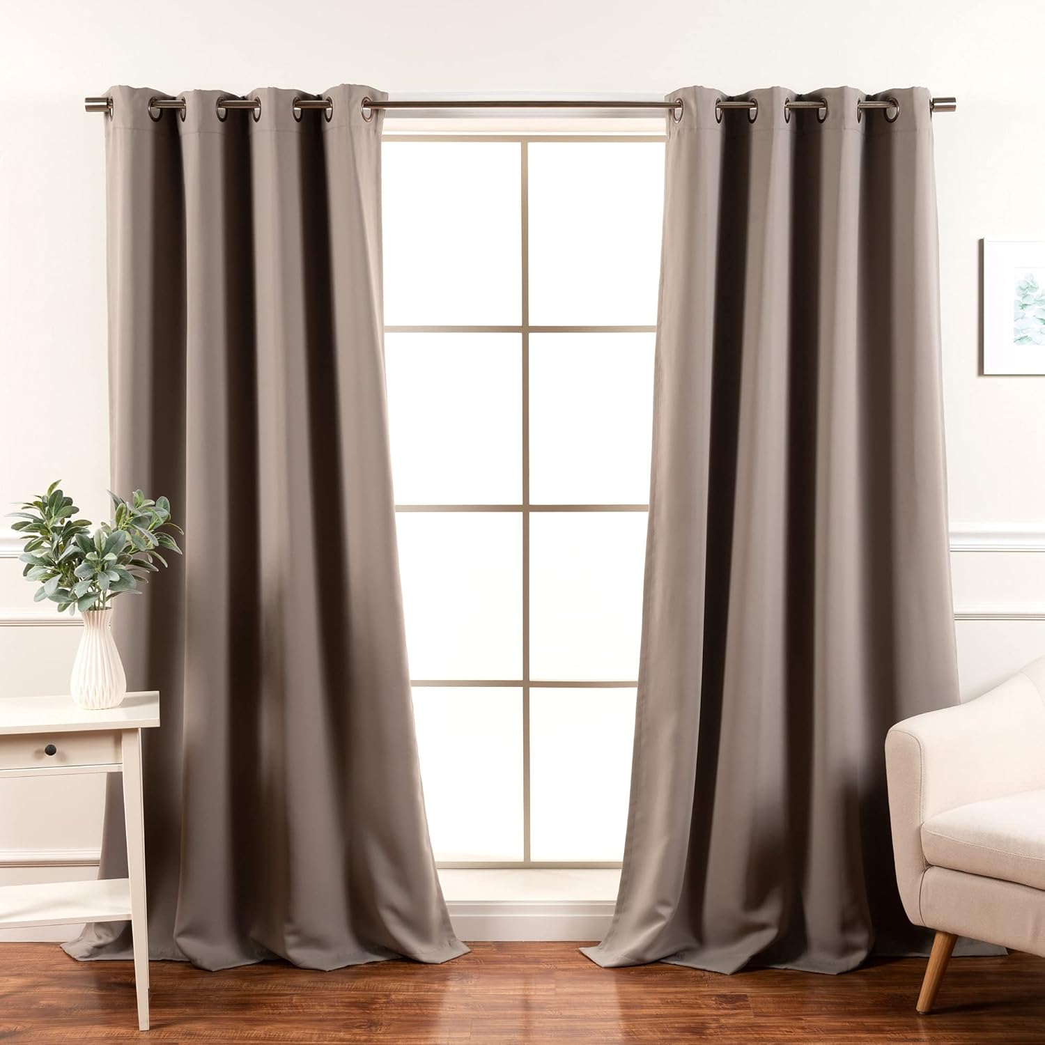 Best Home Fashion Blackout Curtain Panels - Premium Thermal Insulated Window Treatment Blackout Drapes for Bedroom - Antique Bronze Grommet Top – Dove - 52" W x 120" L - (Set of 2 Panels)