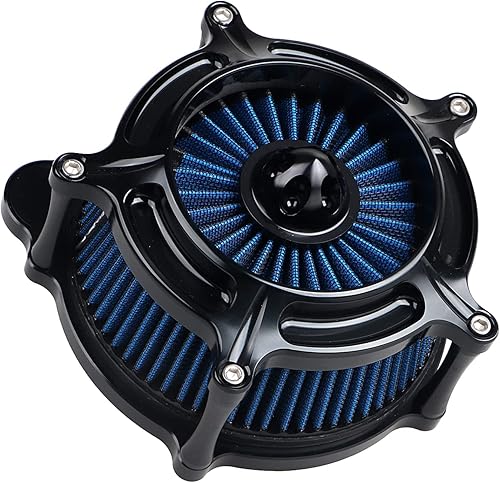 Miniatura 2 de SHMTOOL Limpiador de filtro de aire de turbina de motocicleta, sistema de filtro de admisión azul para Harley Touring M8 Road King FLHR FLHX FLHT