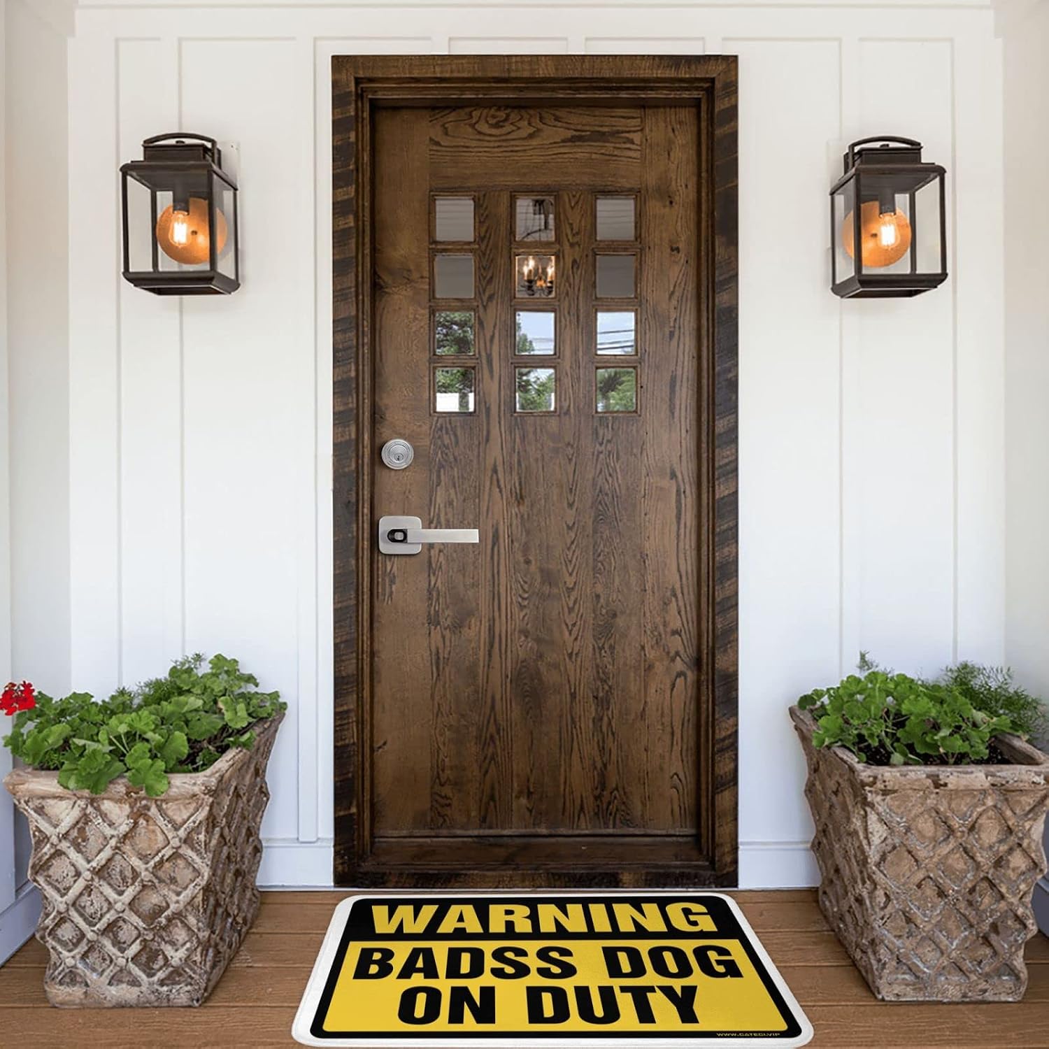 Interesting Entry Doormat Warning Badass Dog On Duty Rug Indoor Shoe Mat Doormat Outdoor Entrance(40X60CM)