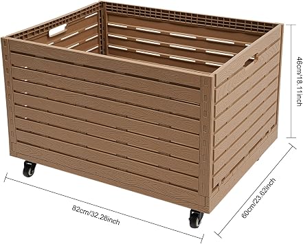 Foldable Storage Bin 82x60x46cm Rolling Crate with Wheels and 440lbs Capacity for Travel Shopping