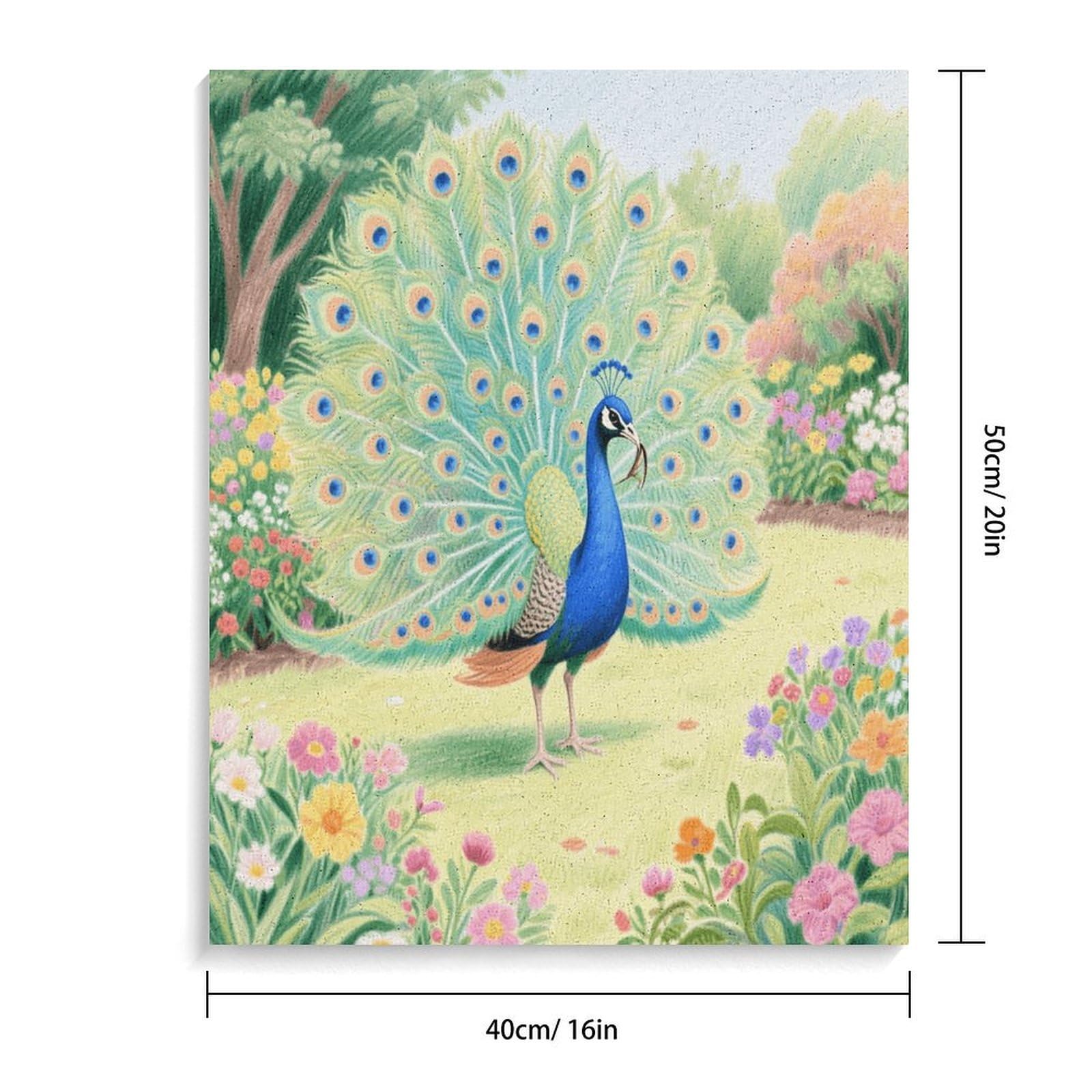 KOAYUBFC Malen-nach-Zahlen-Set mit Pfau mit Federn, für Erwachsene, Anfänger, Erwachsene, Malen-nach-Zahlen-Kits auf Leinwand, DIY-Acryl-Ölfarben, Gemälde mit Pinseln für Geschenk, Heimdekoration
