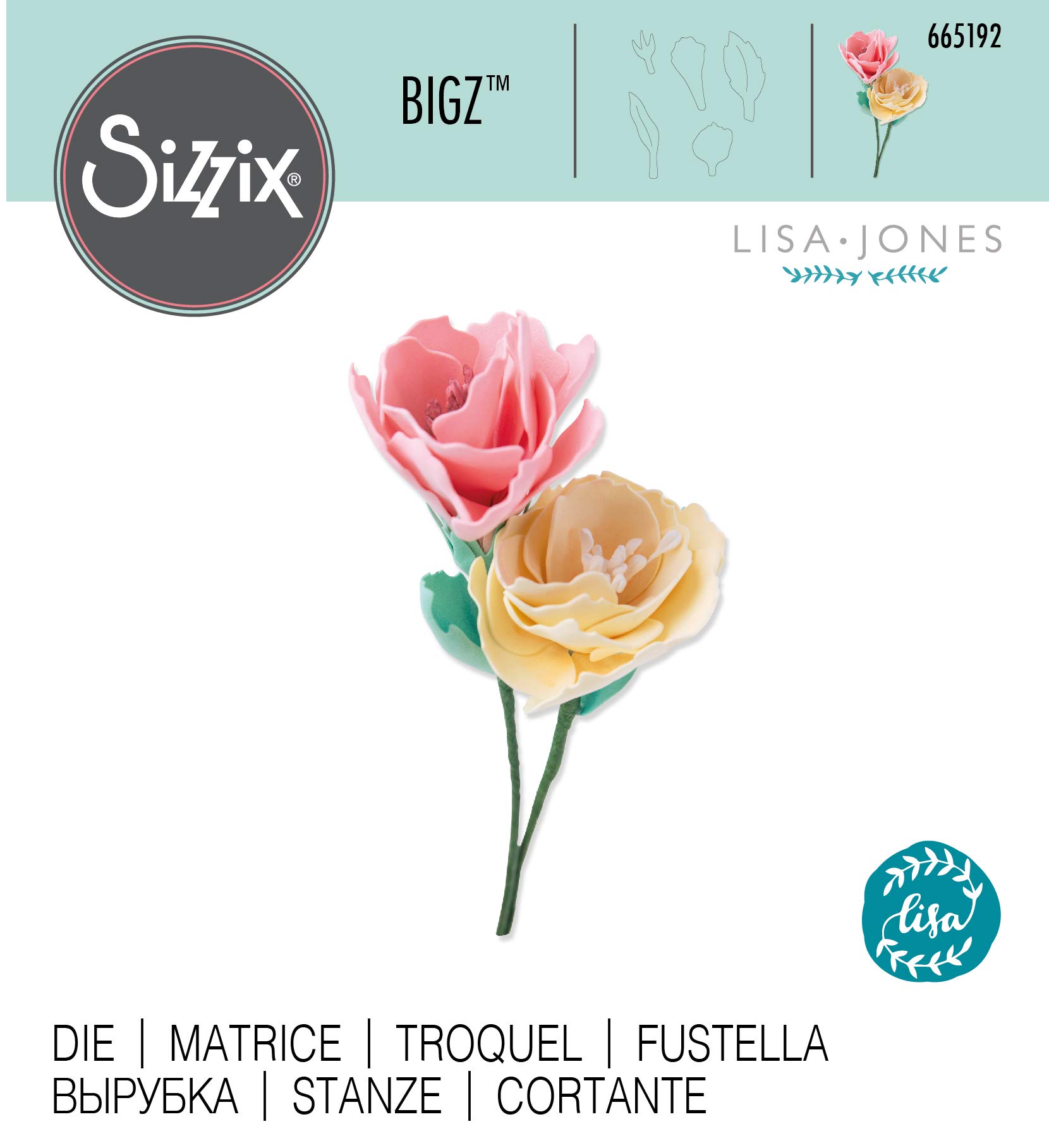 Sizzix 665192 Fustella Bigz Fiori Selvatici 3-D Di Lisa Jones – Multicolore, 7,9x6,4x4,4 Cm, Per Creazioni Di Carta E Applique - 6