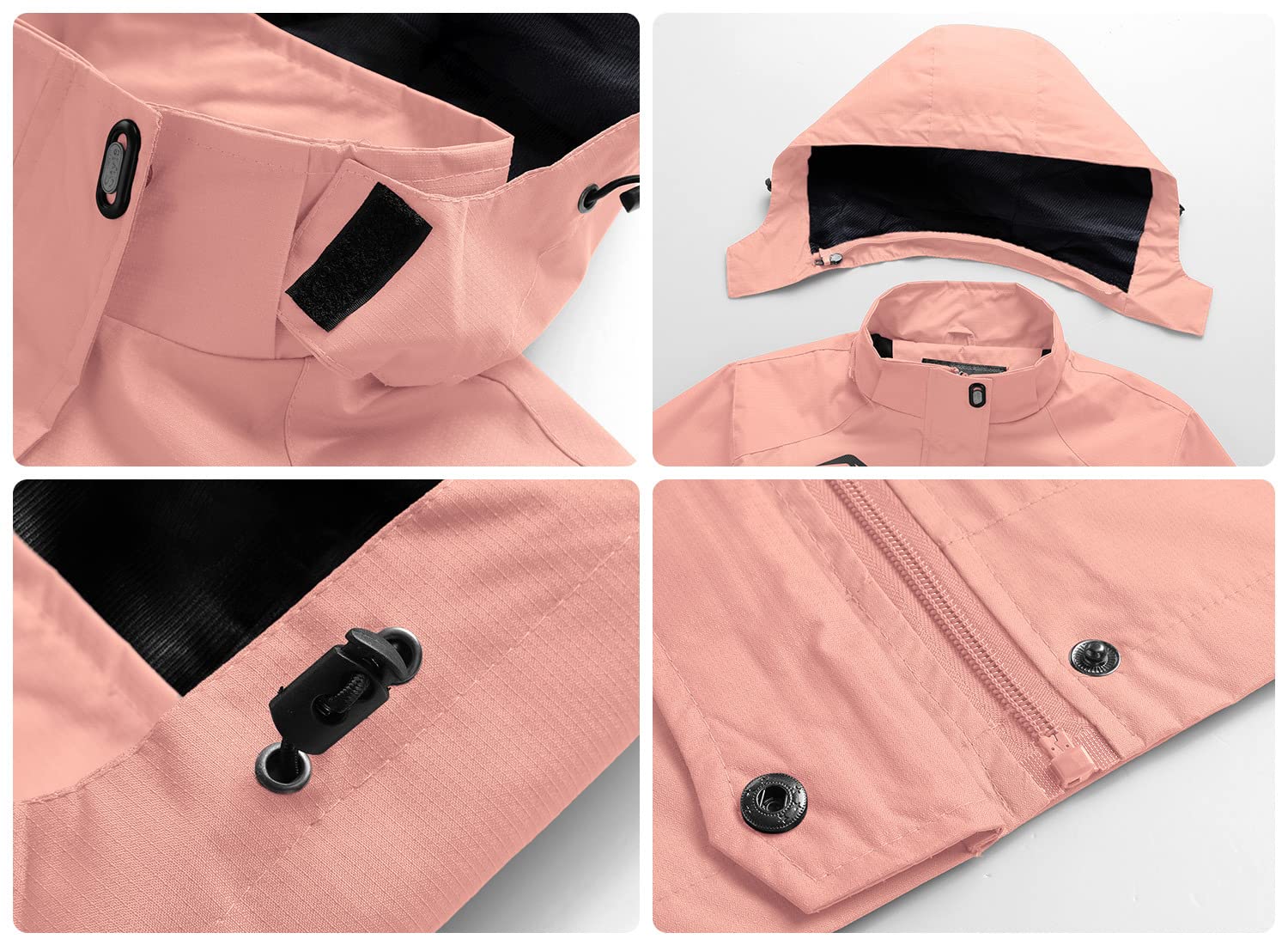 YSENTO Damen Outdoor Wanderjacke Wasserdicht Übergangsjacke Leicht Atmungsaktie Regenjacke Funktionsjacke mit Abnehmbarer Kapuze
