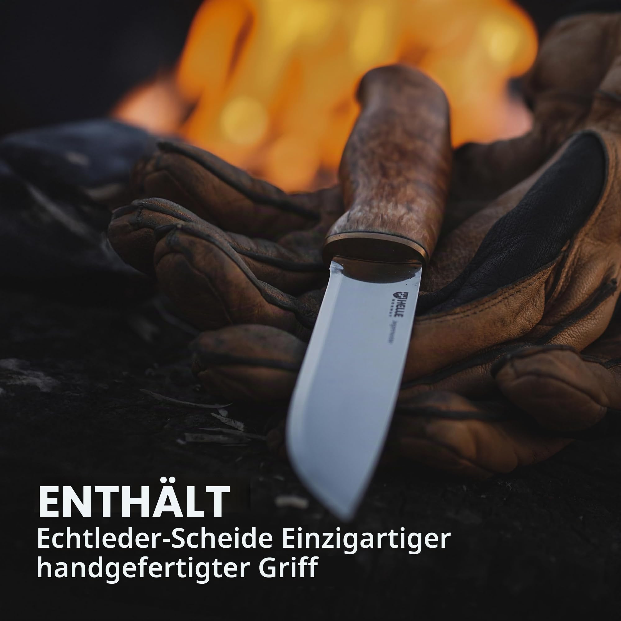 Helle Messer Helle Jagdmesser, Modell 44G Jagdmesser, Sandvik-Stahl, Birkenholz, Lederscheide 166113