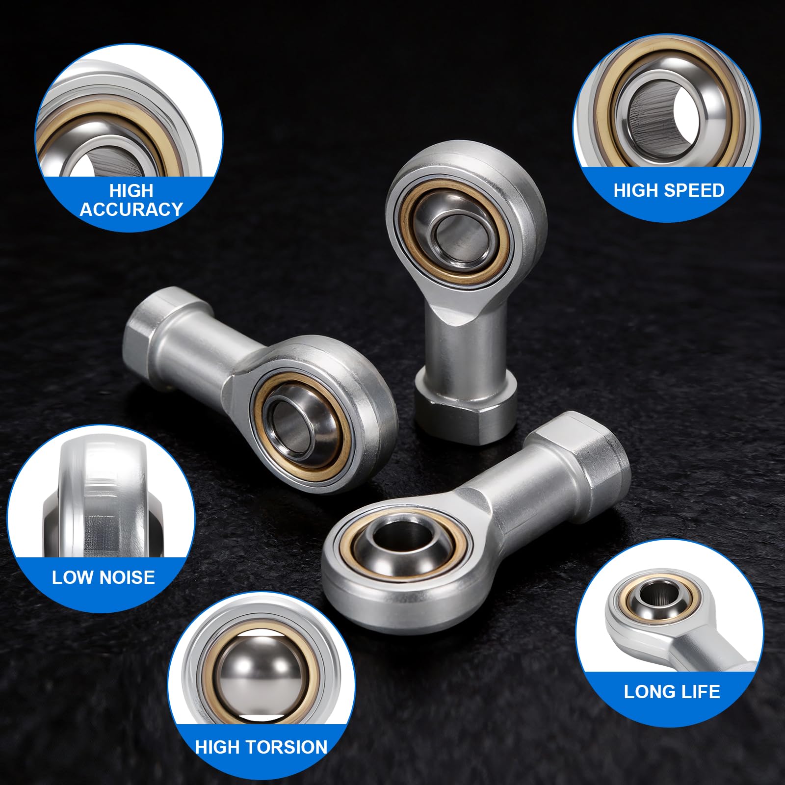 4Pcs Gelenkkopf Gelenkkopflager, M8 Gelenklage Innengewinde, Uniball Kugelgelenk, Rechtsgewinde Gelenklager für Sphärische Gleitstangenenden