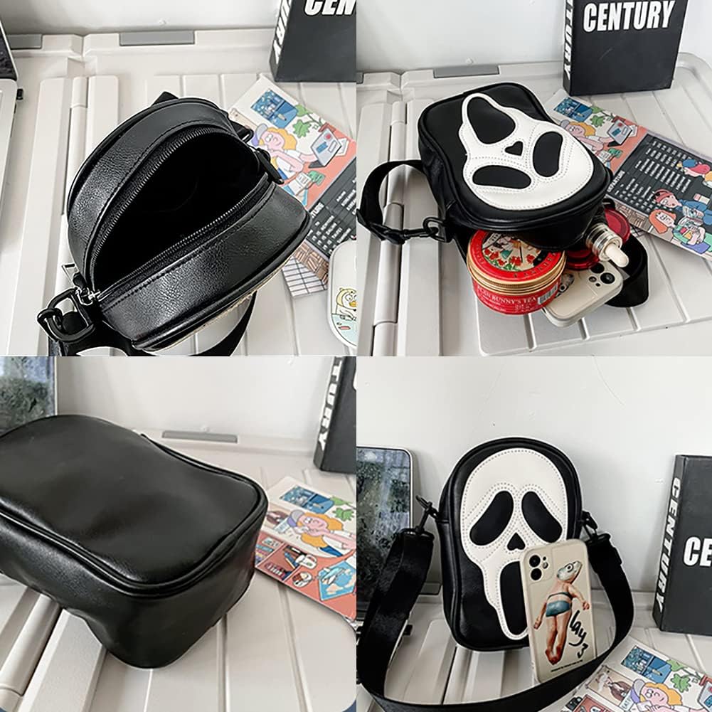 Halloween Scream Ghost Skeleton Shoulder Bag,Gothic Grimace Crossbody Bag, Spooky Skull Trick Or Treat Phone Purse