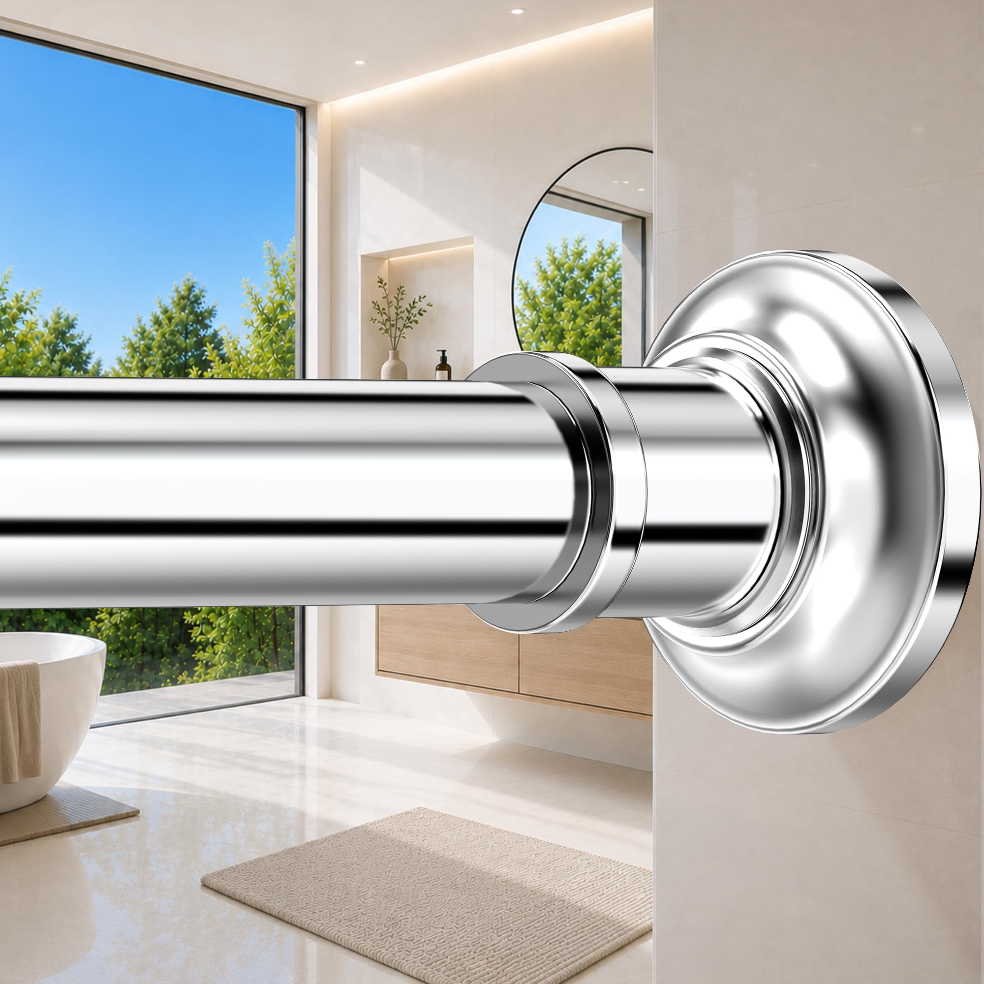 Photo 1 of Widyana Adjustable Shower Curtain Rod, 30-120 Inch