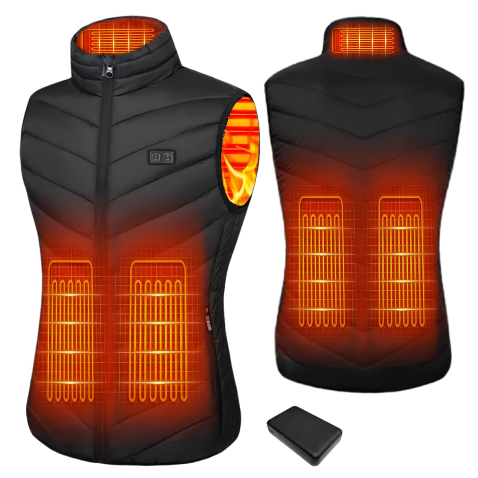 Gilet Riscaldato per Donna - Giubbotto Riscaldato con Batteria 10000mAh Giacca Riscaldata Elettrico Doppi Controller per Escursionismo all'aperto,Caccia