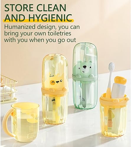 Miniatura 5 de Lindo soporte portátil para cepillos de dientes de plástico, estuche de viaje para niños con mango desmontable, cepillos de dientes multifunción,