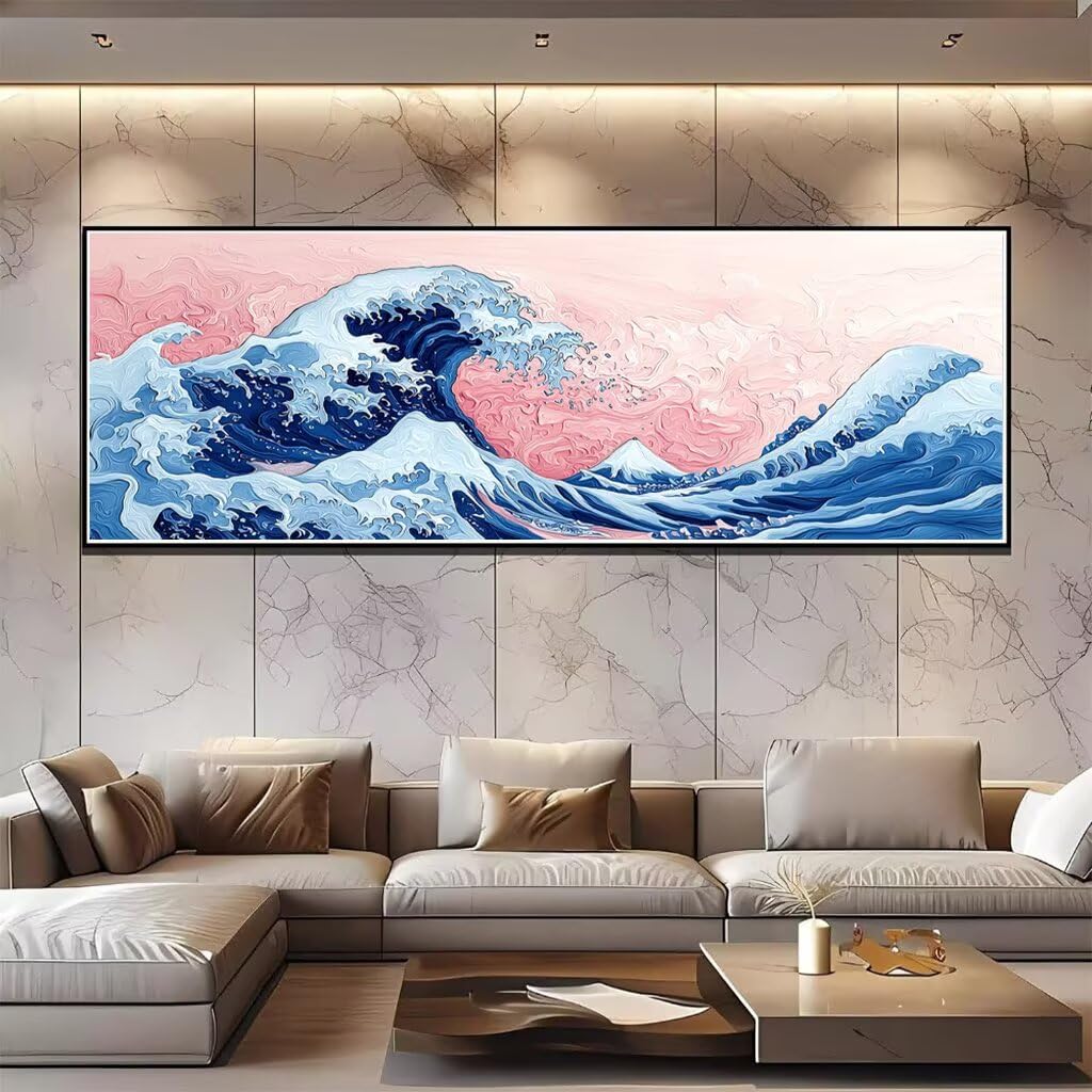 Rosa Diamond Painting Groß XXL 250x100cm, Basteln Erwachsene Diamond Painting Set, 5D DIY Meer Diamant Paintings Bilder Erwachsene, Diamond-painting Set mit Zubehör für Deko Wohnzimmer, Geschenke D-77