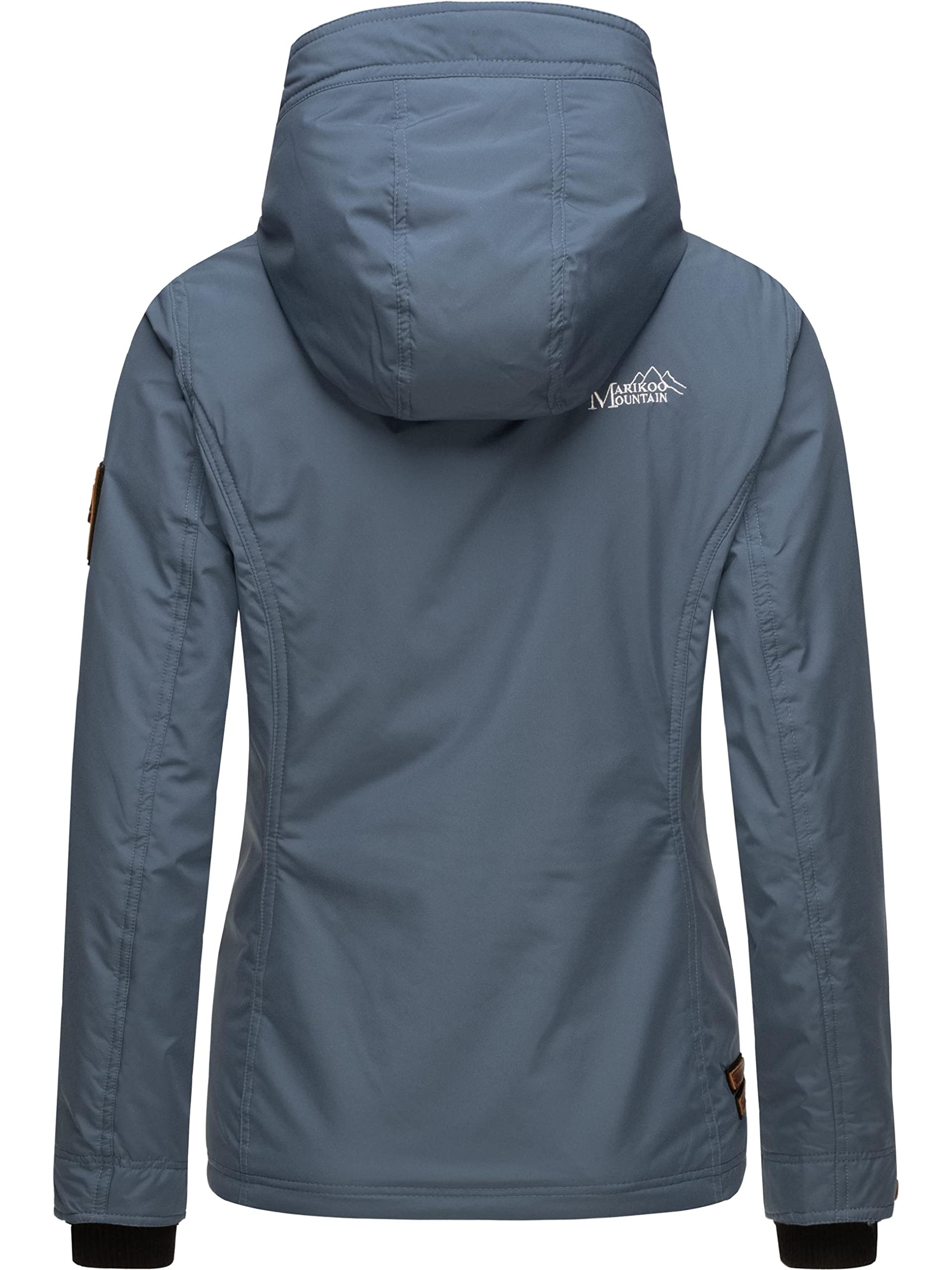 MARIKOO leicht gefütterte Damen Übergangsjacke kurz Outdoor-Jacke mit Jersey-Innenfutter und großer Kapuze Brombeere XS-6XL