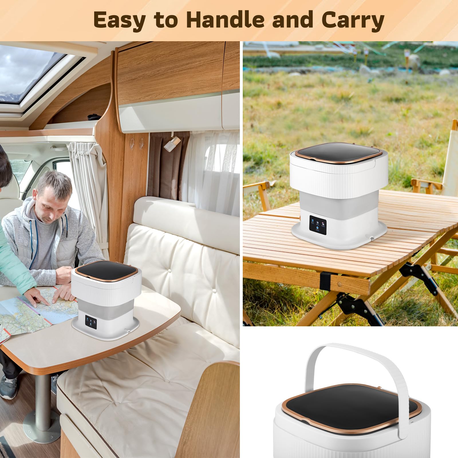 Mini Faltbare Waschmaschine, 12L Camping Reisewaschmaschine mit Schleuder, 3 Reinigungsmodi Portable Washing Machine, Leicht und Kompakt für kleine Wäschestücke Zuhause, Wohnung