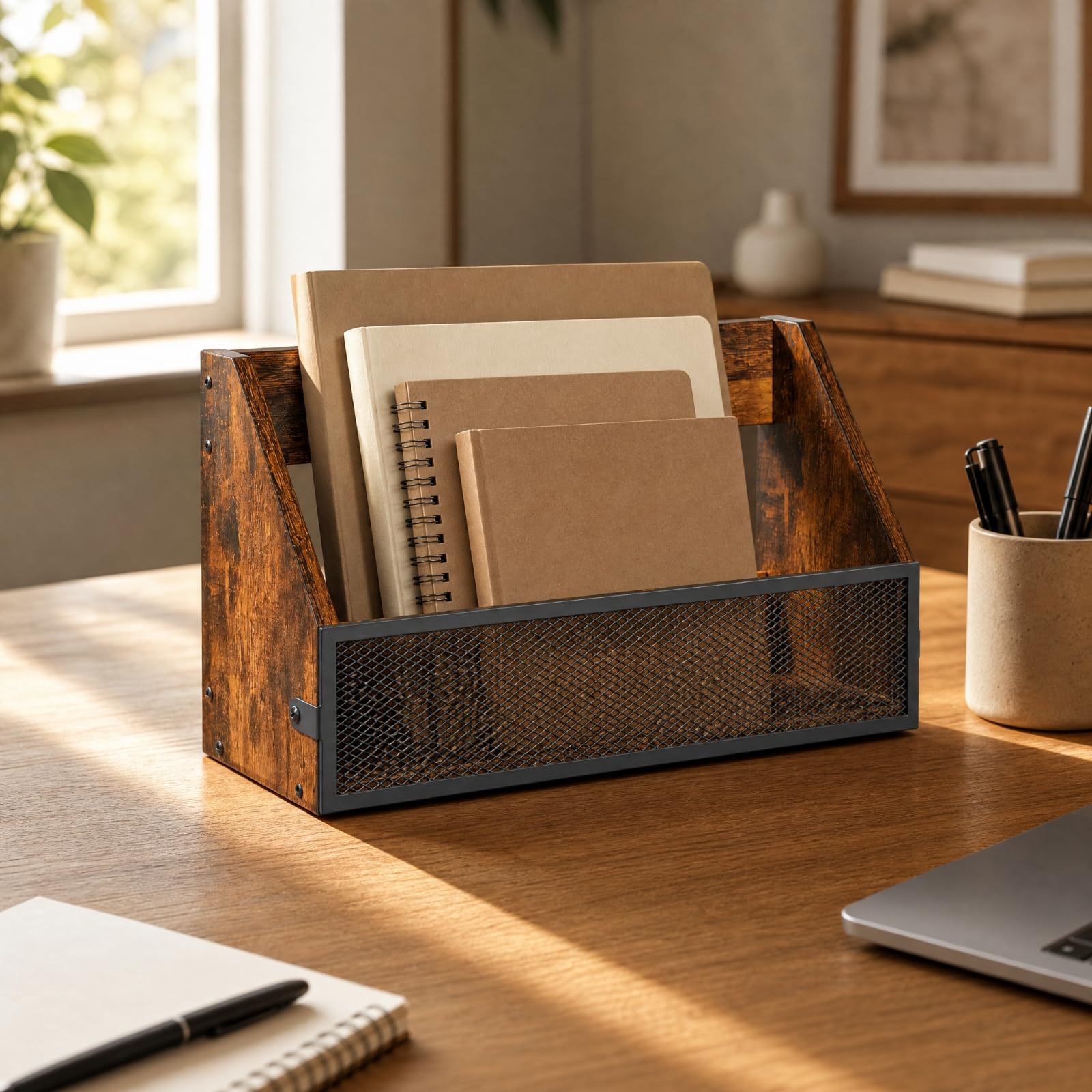 rockible Rack un Solo con Panel Malla Metálica Compacto Organizador Madera con Accesorios Metálicos Estable Exhibición Álbumes